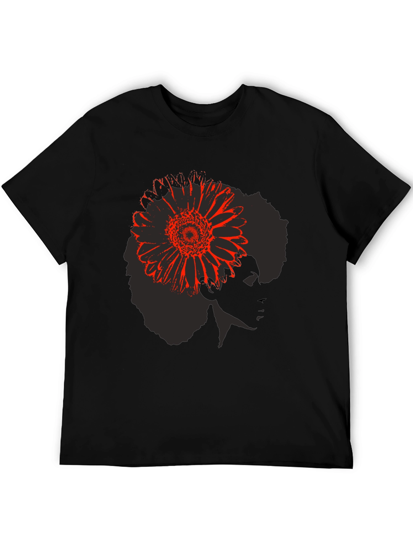 Afro Flower Power T-Shirt - Black