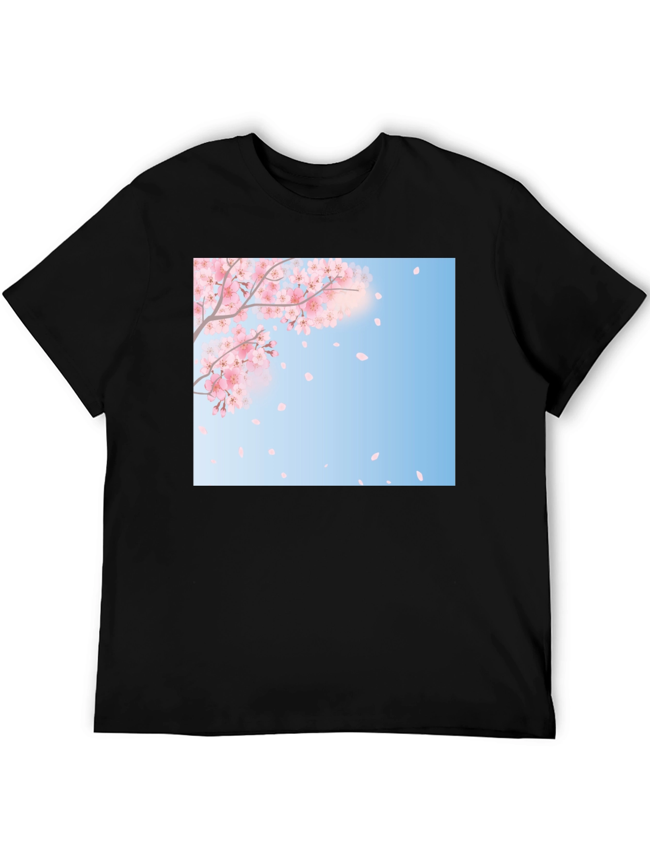 Cherry Blossom Graphic Tee - Stylish Black T-Shirt