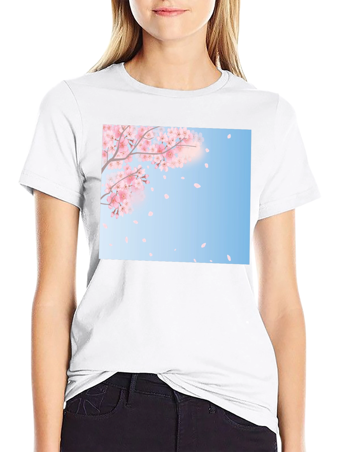 Cherry Blossom Graphic Tee - Stylish Black T-Shirt