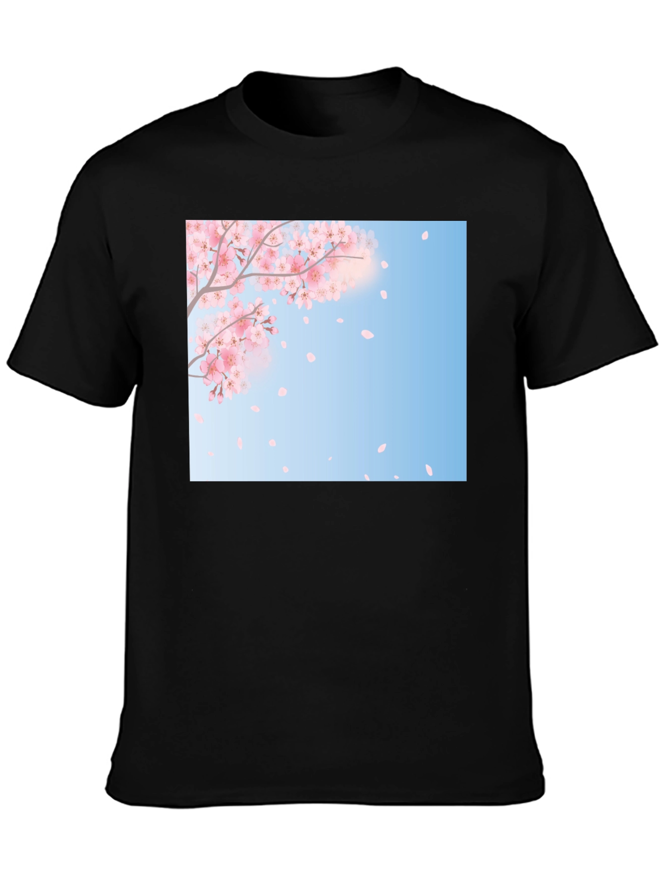 Cherry Blossom Graphic Tee - Stylish Black T-Shirt