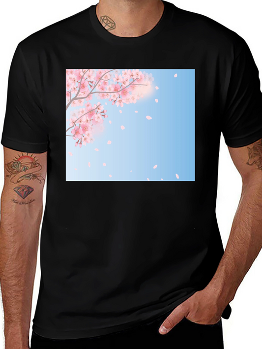 Cherry Blossom Graphic Tee - Stylish Black T-Shirt