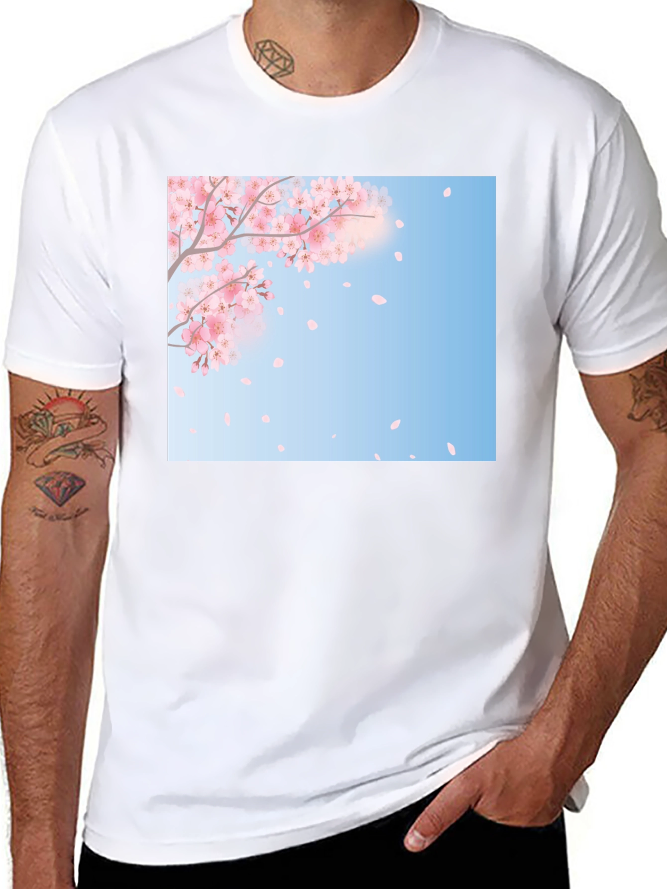 Cherry Blossom Graphic Tee - Stylish Black T-Shirt