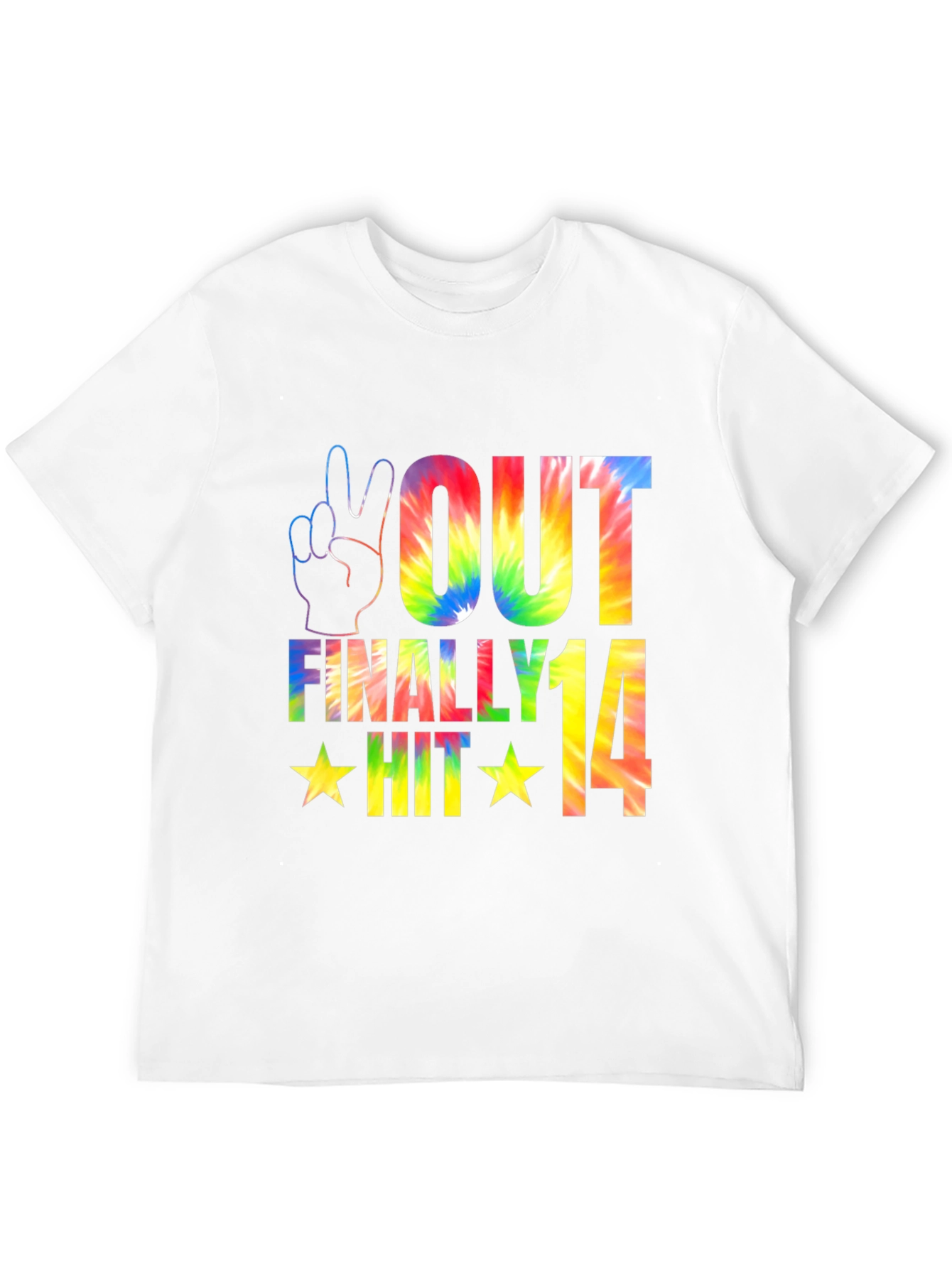 Peace Out Finally Hit 14 Tie-Dye Graphic Tee