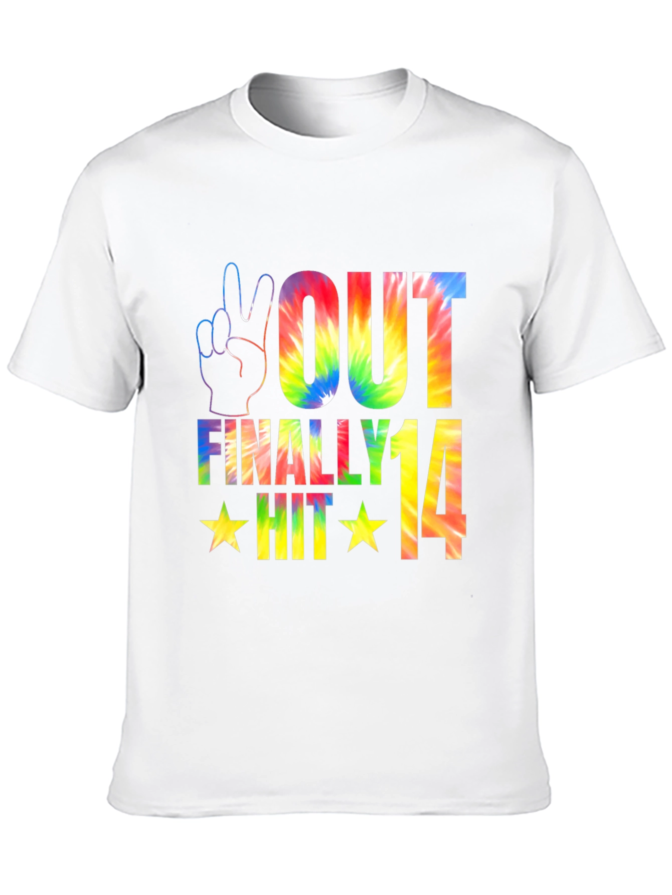 Peace Out Finally Hit 14 Tie-Dye Graphic Tee