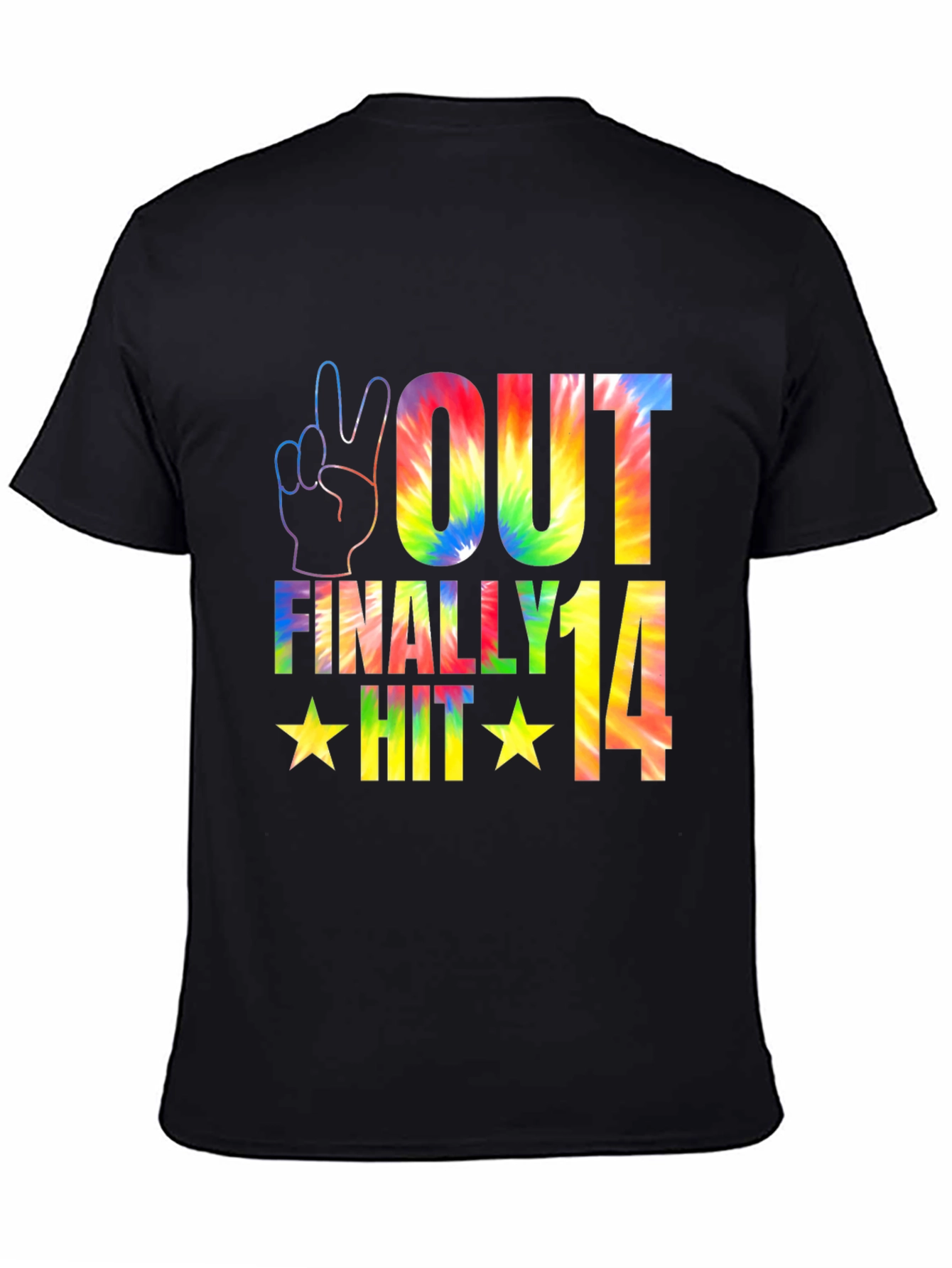 Peace Out Finally Hit 14 Tie-Dye Graphic Tee