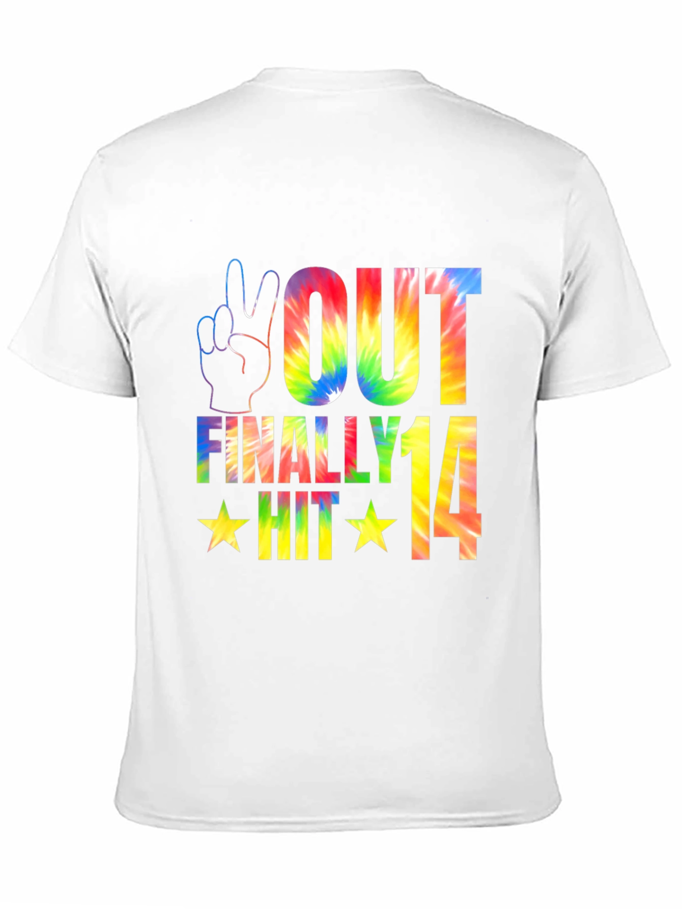 Peace Out Finally Hit 14 Tie-Dye Graphic Tee