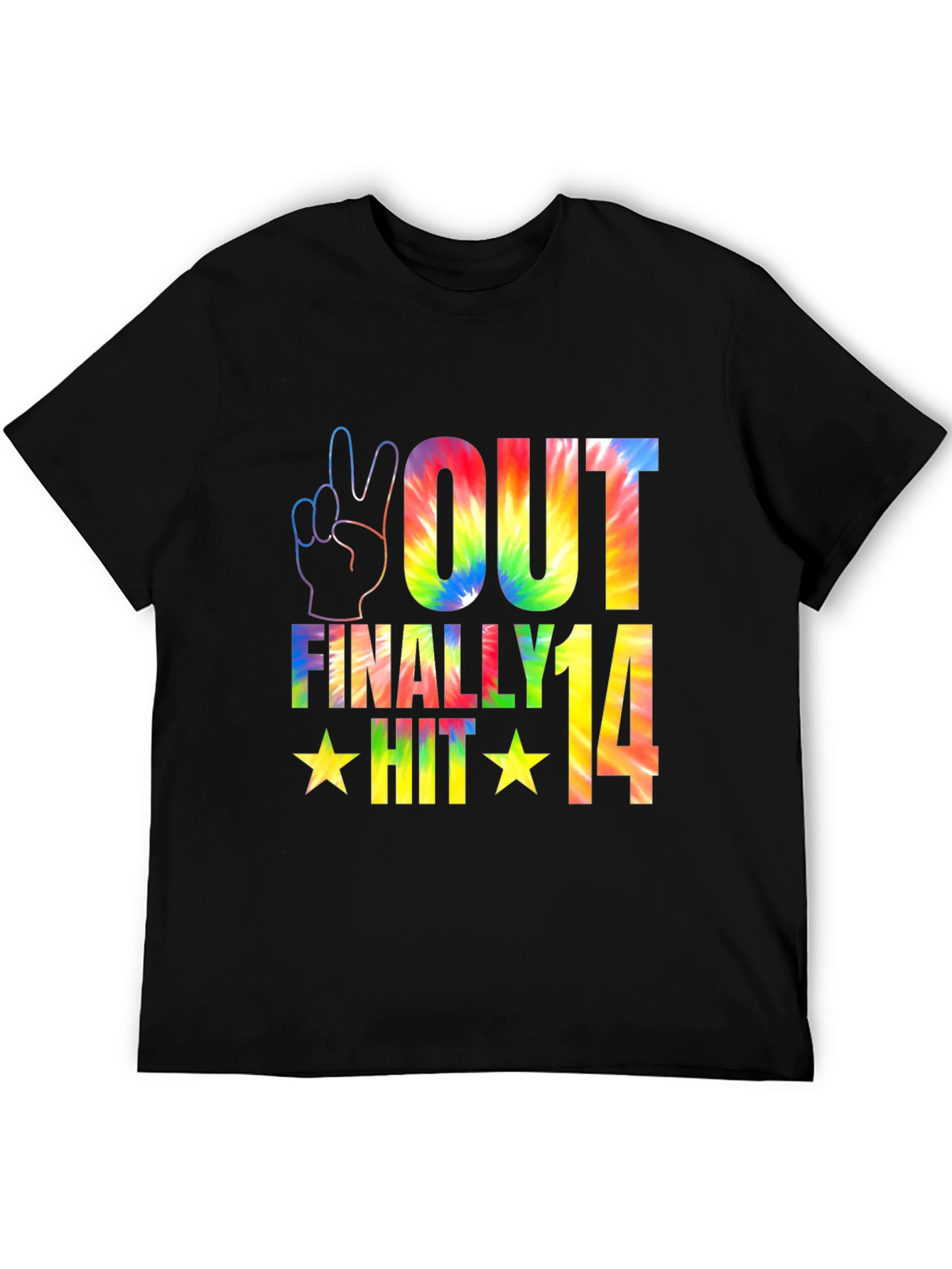Peace Out Finally Hit 14 Tie-Dye Graphic Tee