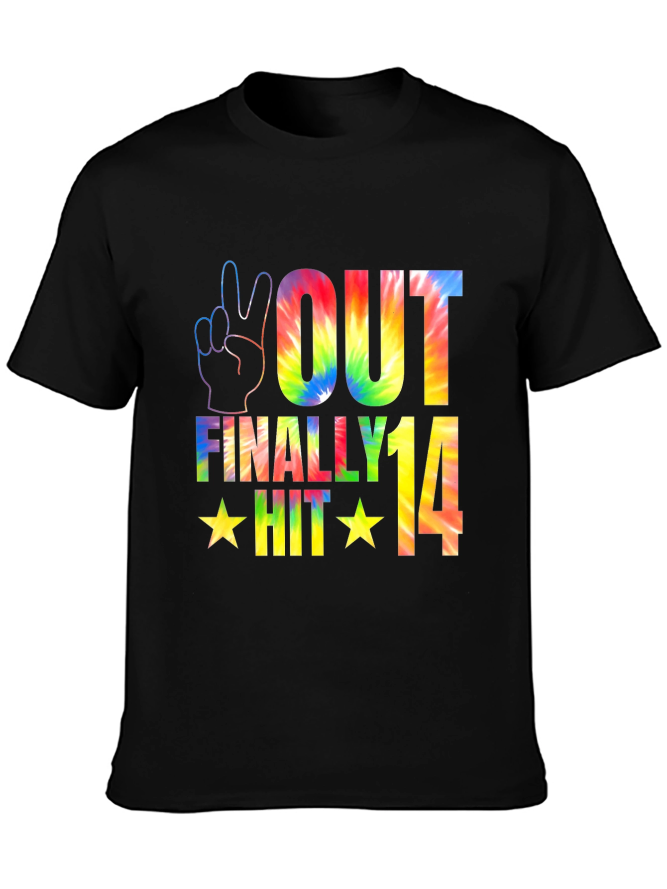 Peace Out Finally Hit 14 Tie-Dye Graphic Tee