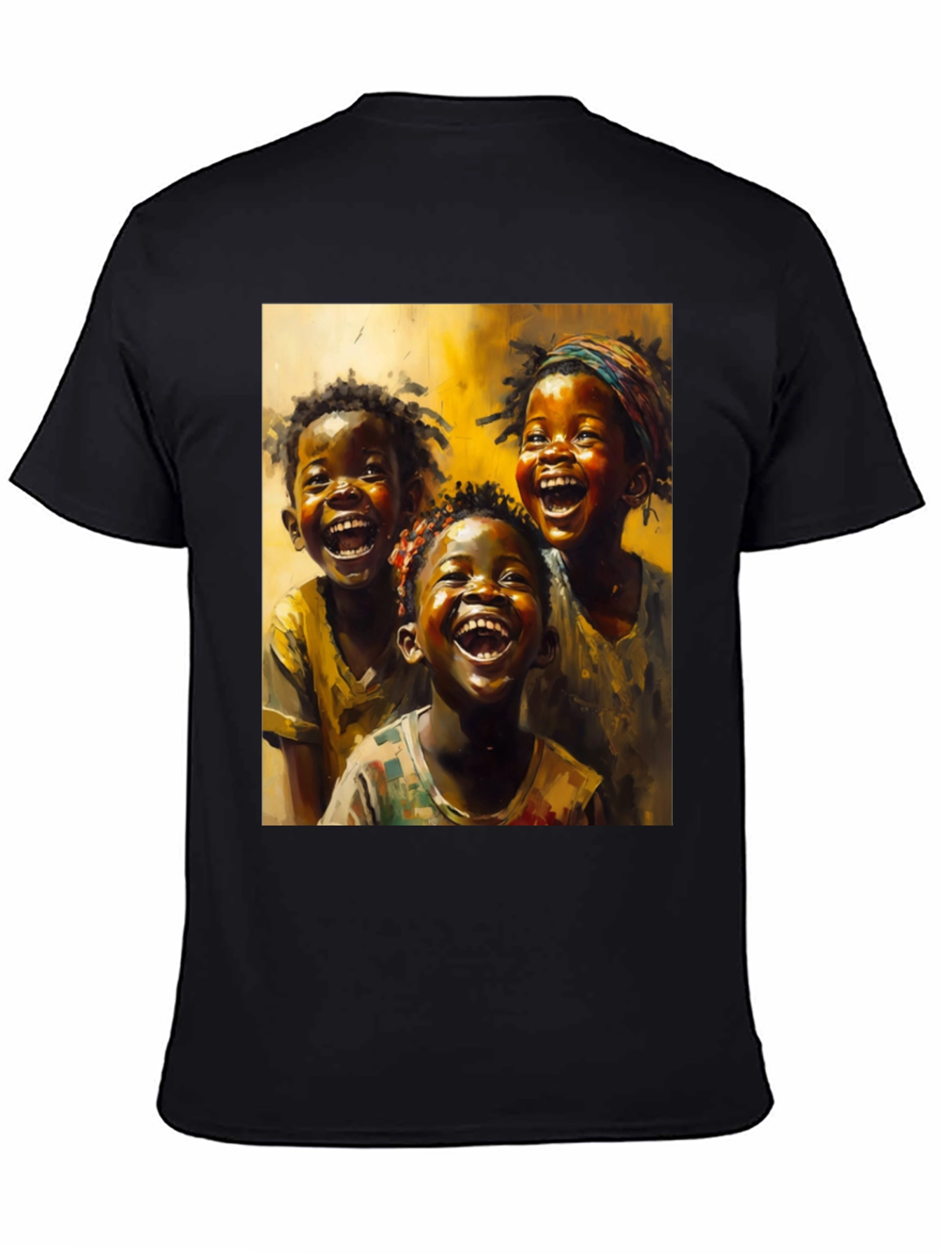 Joyful Kids Art Graphic Tee - Black Casual T-Shirt