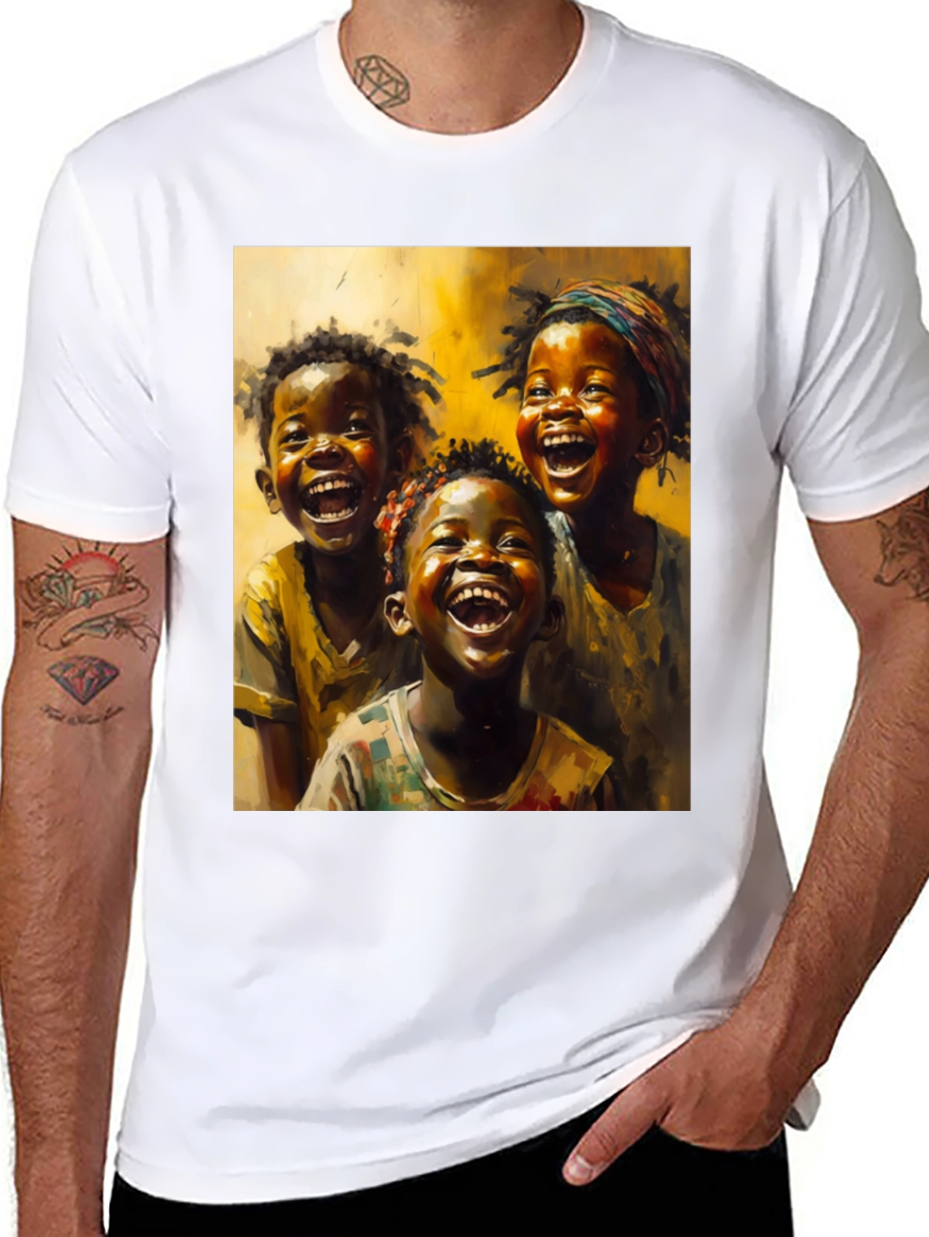Joyful Kids Art Graphic Tee - Black Casual T-Shirt