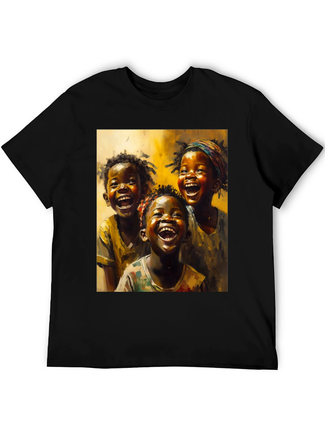 Joyful Kids Art Graphic Tee - Black Casual T-Shirt