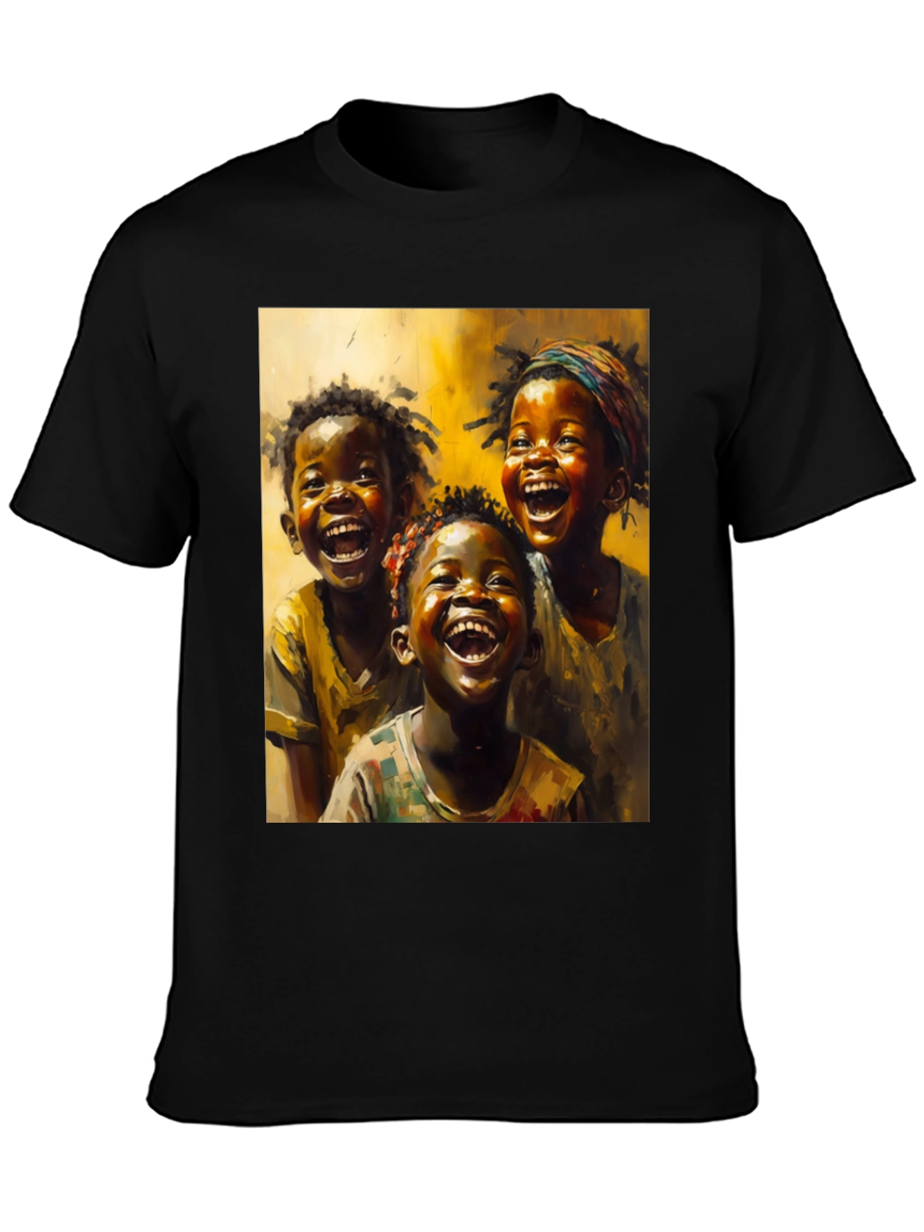 Joyful Kids Art Graphic Tee - Black Casual T-Shirt