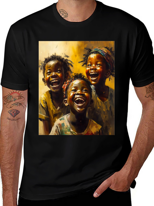 Joyful Kids Art Graphic Tee - Black Casual T-Shirt