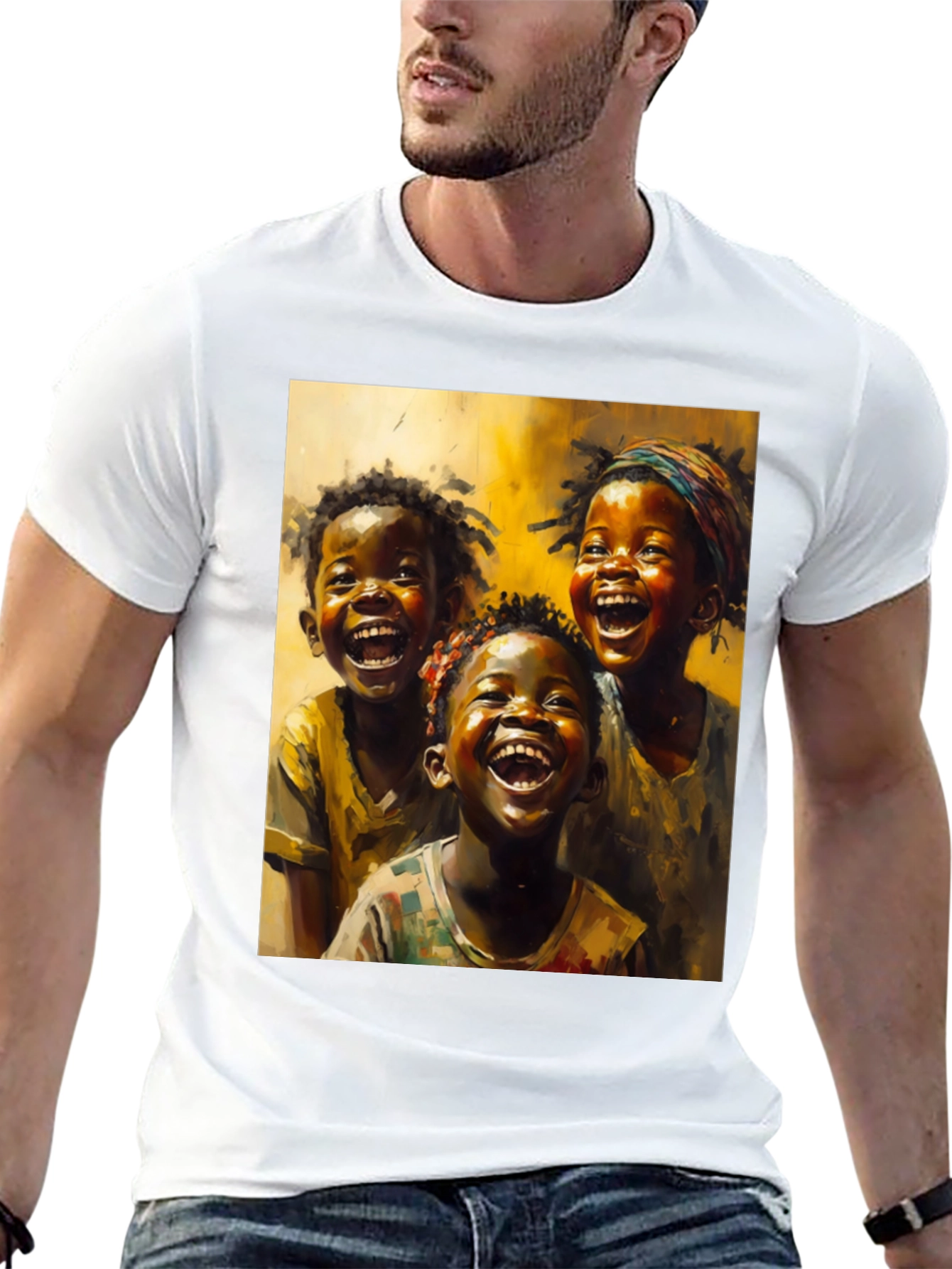 Joyful Kids Art Graphic Tee - Black Casual T-Shirt