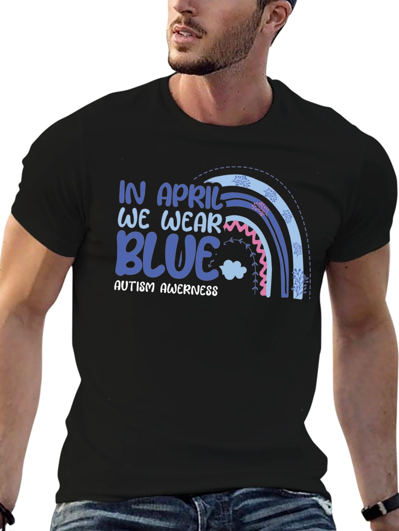 Autism Awareness Rainbow Blue T-Shirt