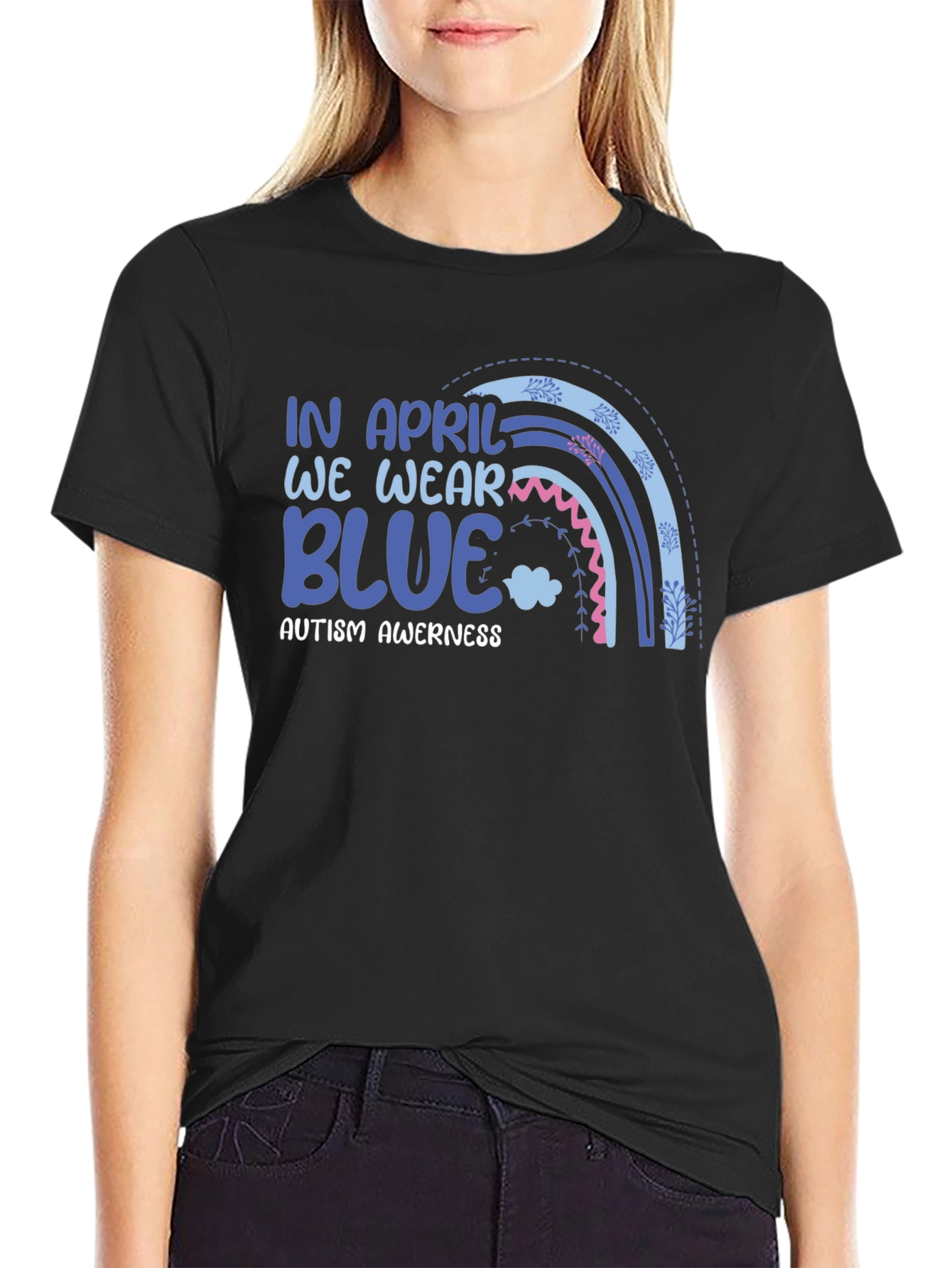 Autism Awareness Rainbow Blue T-Shirt