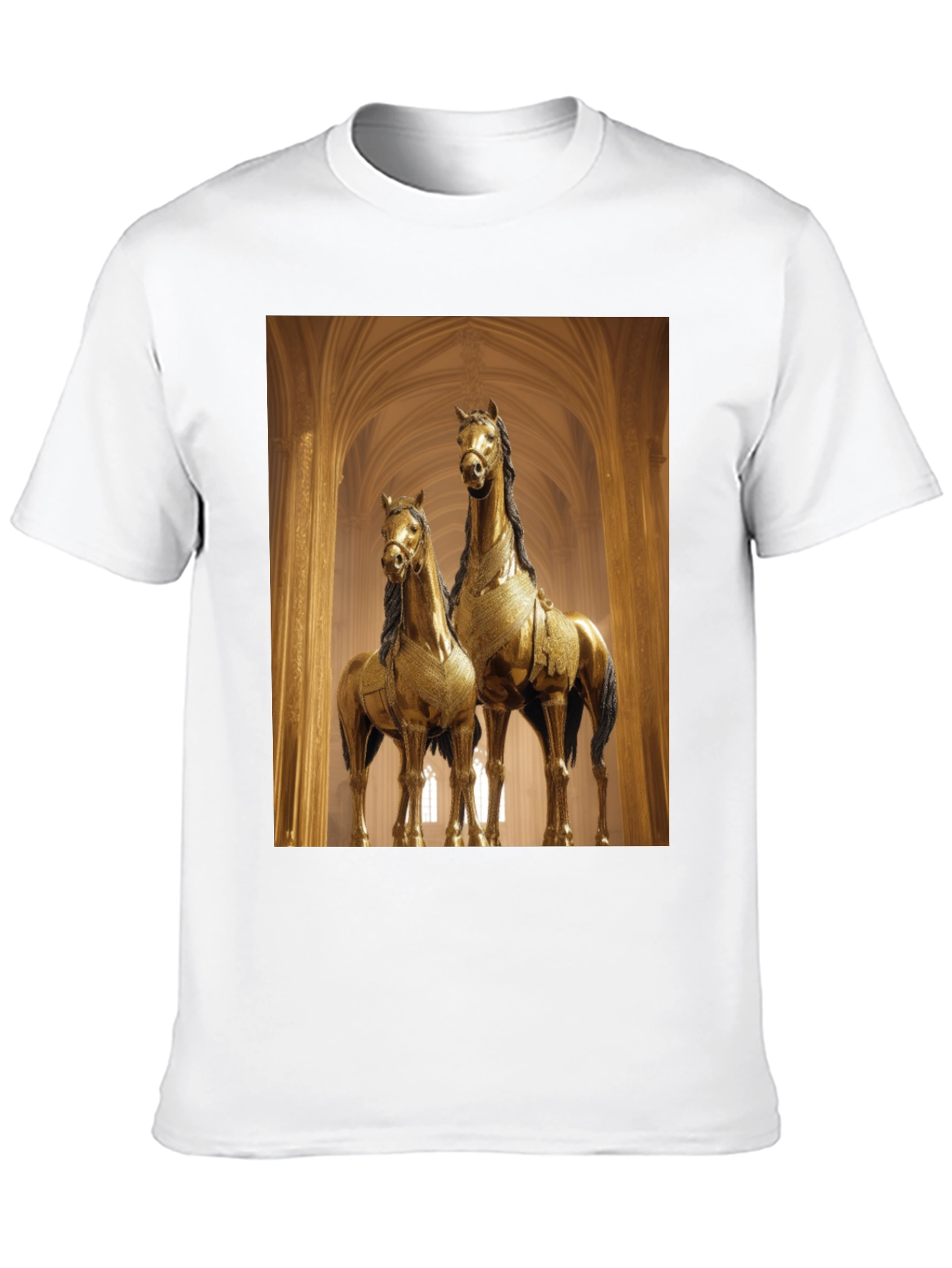 Horse Statue Graphic Black T-Shirt