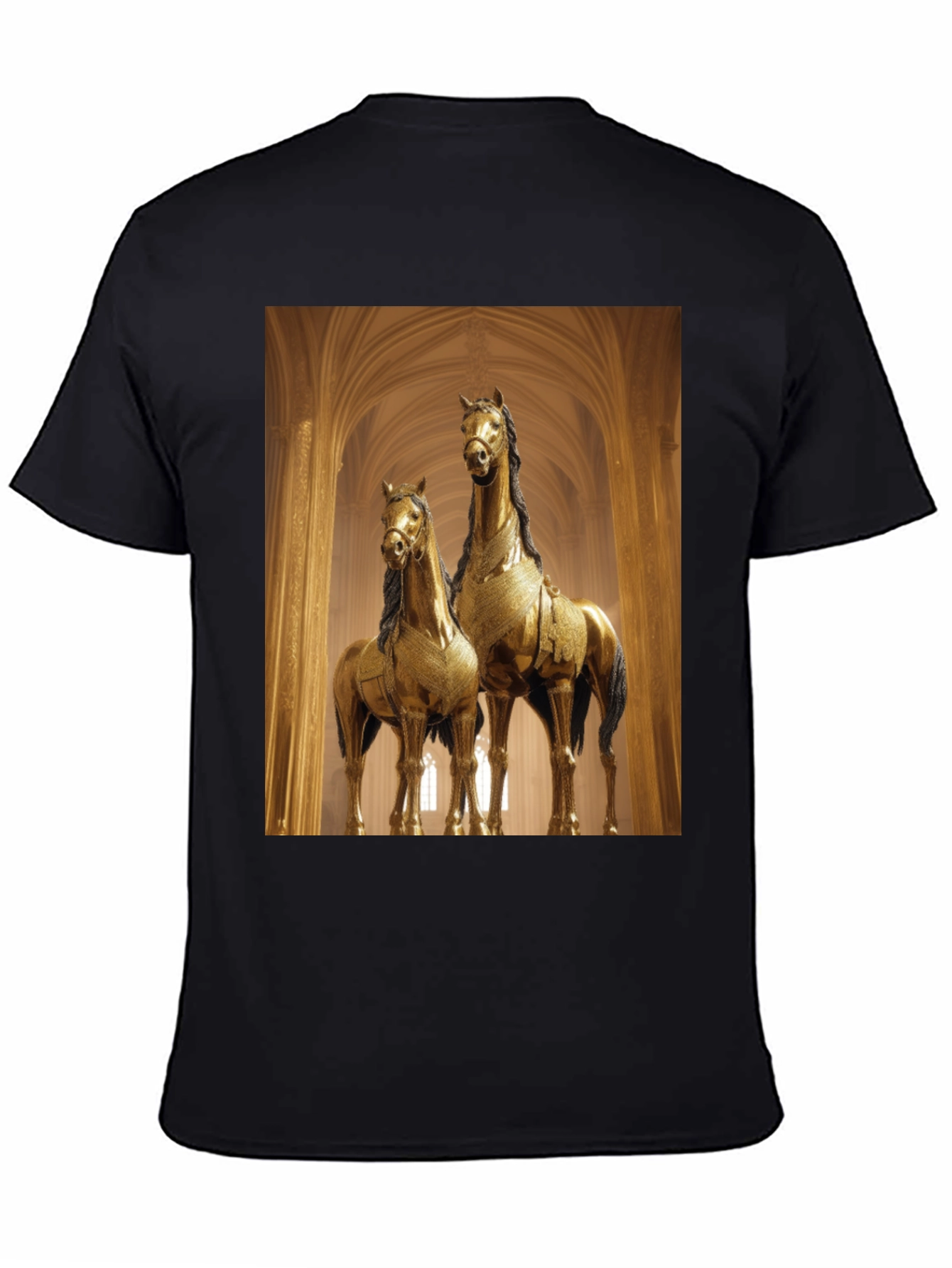 Horse Statue Graphic Black T-Shirt