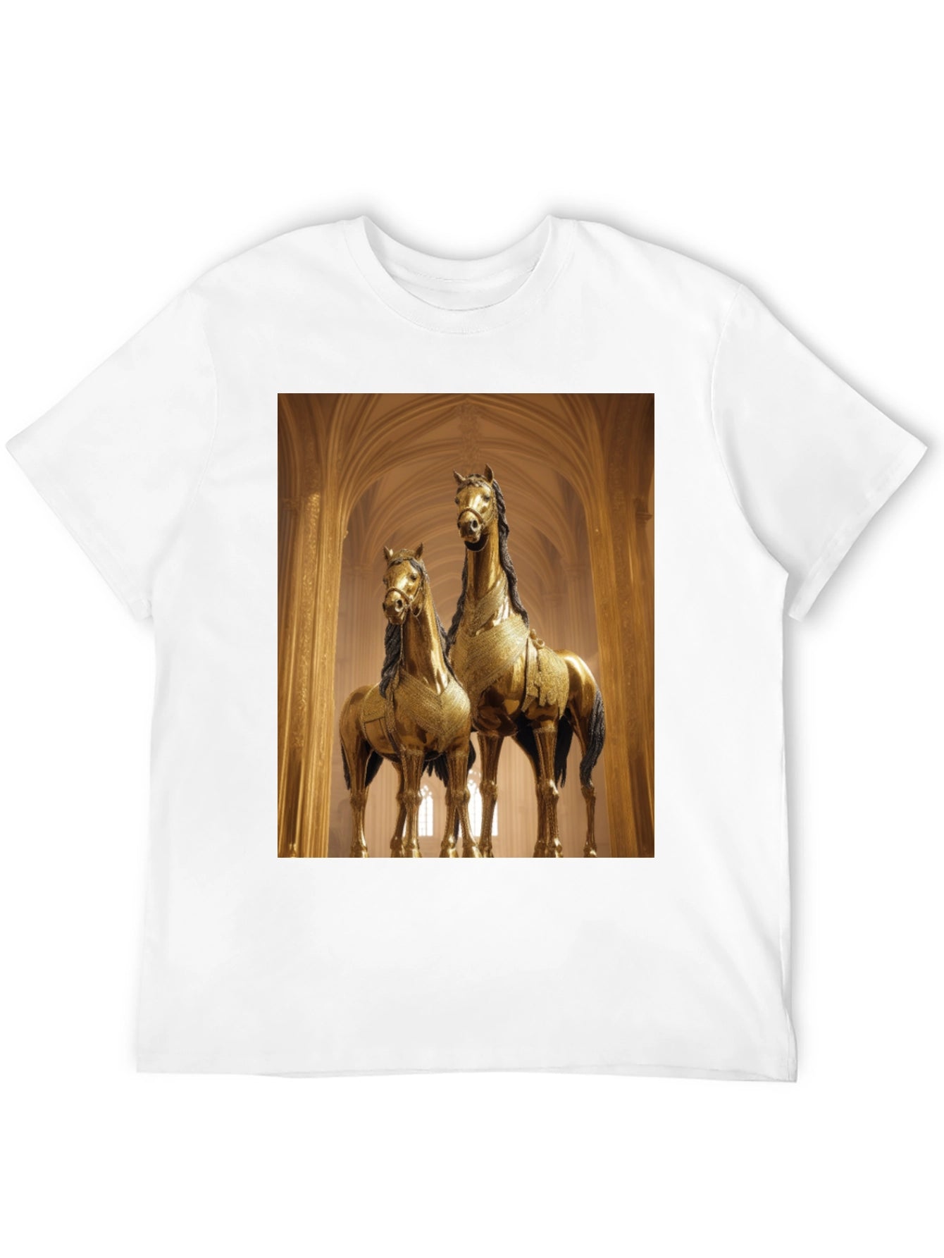 Horse Statue Graphic Black T-Shirt