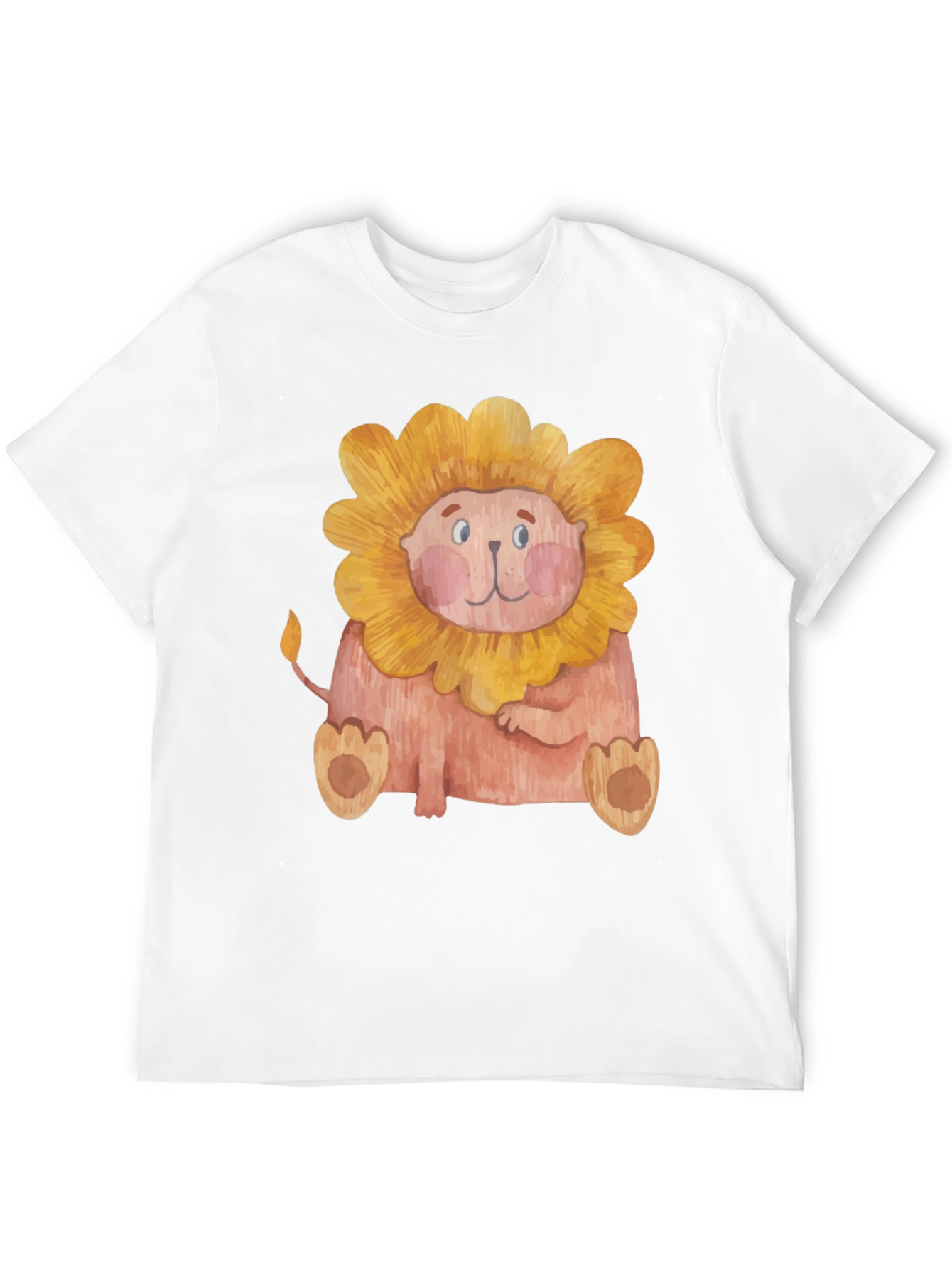 Cute Lion Graphic Print Mens Black T-Shirt