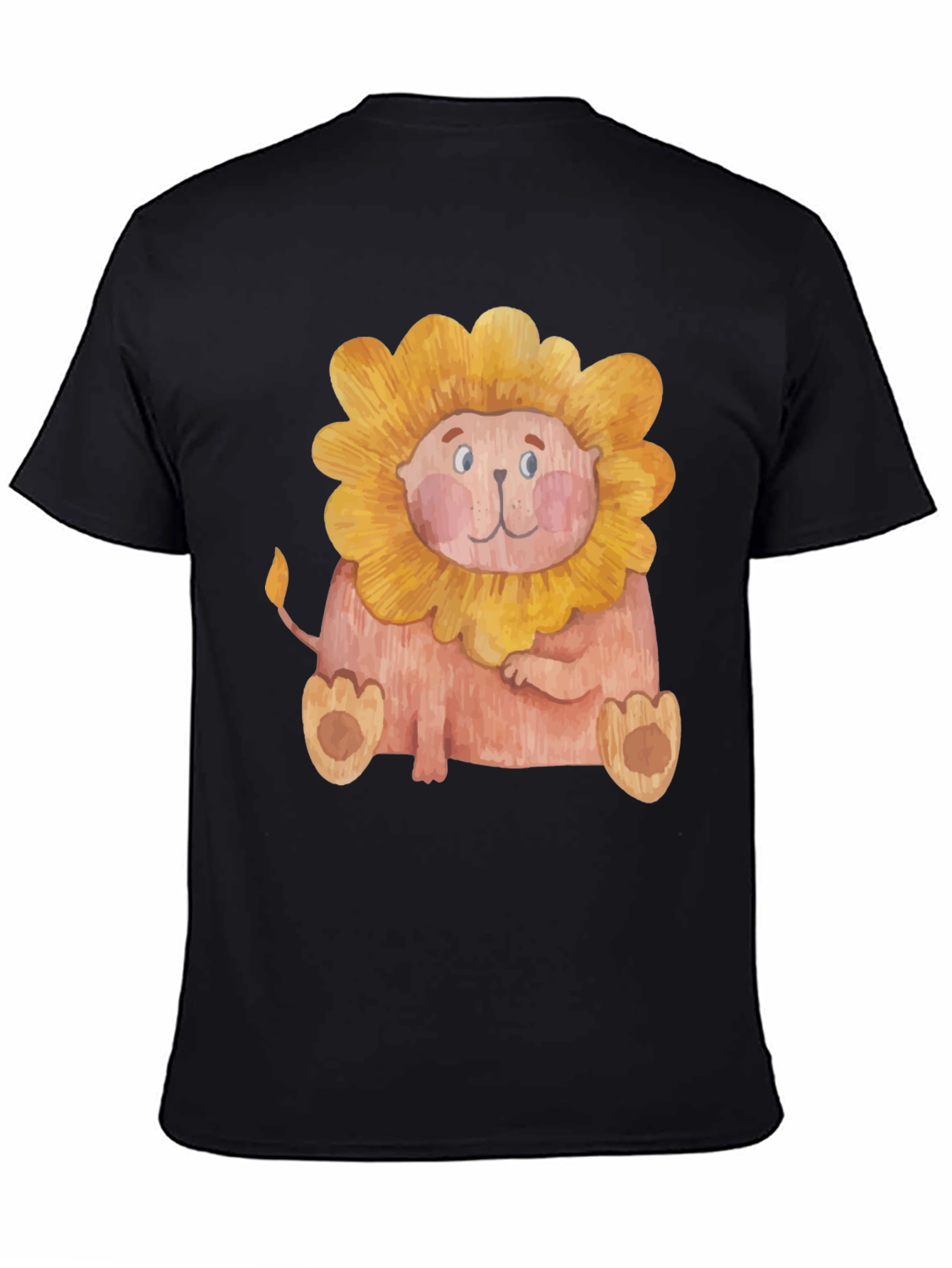 Cute Lion Graphic Print Mens Black T-Shirt