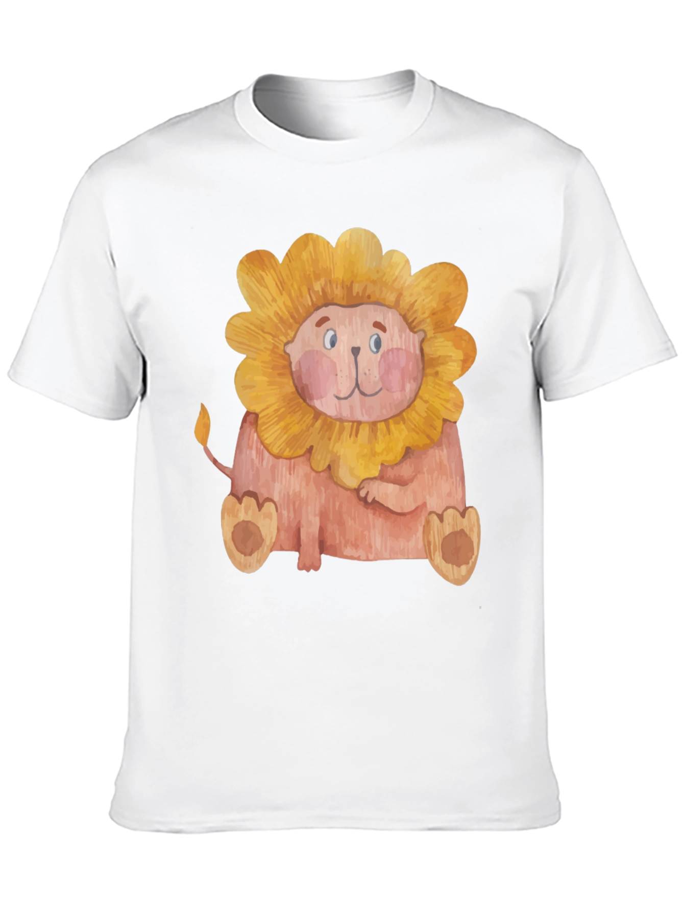 Cute Lion Graphic Print Mens Black T-Shirt