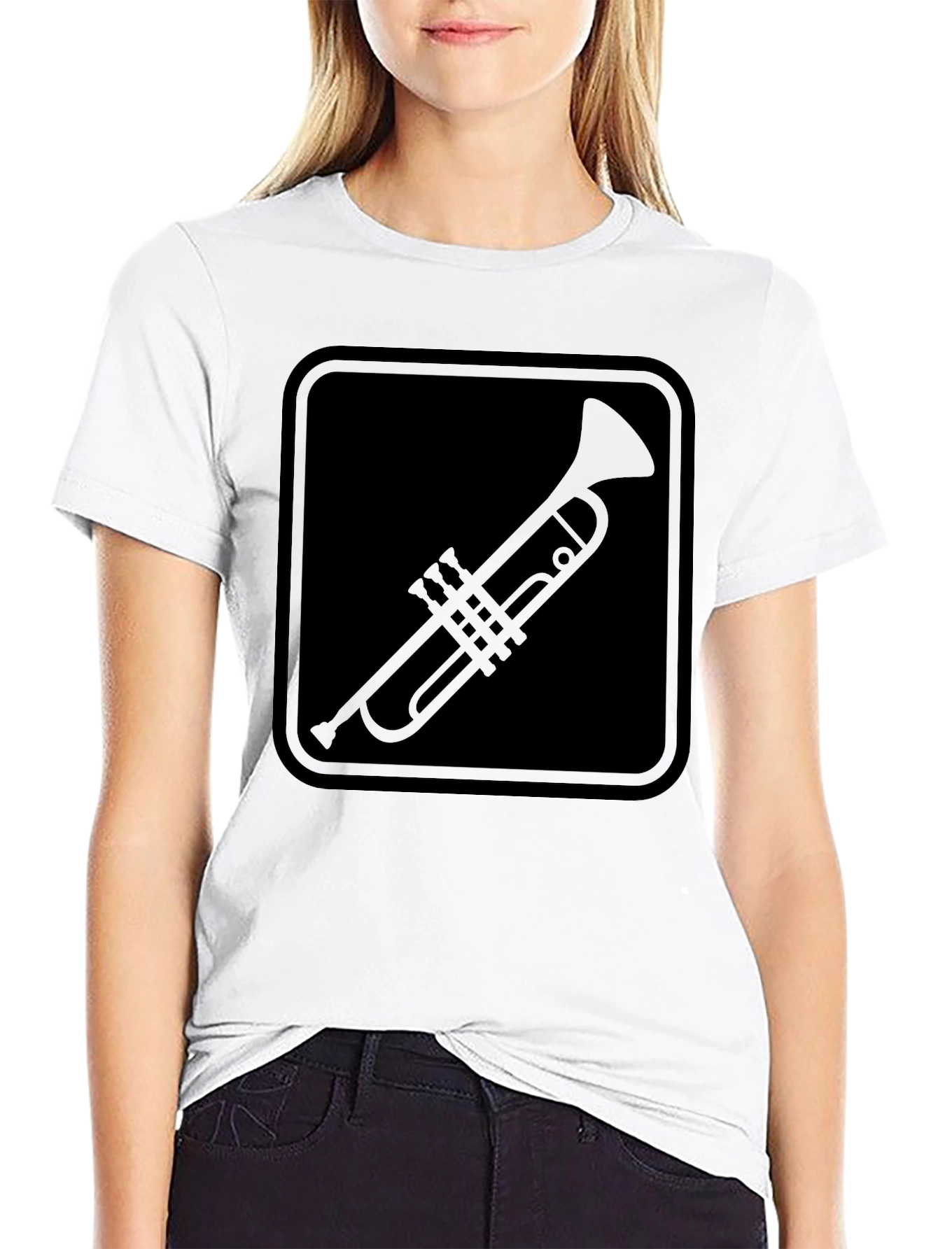 Black Trumpet Graphic Tee - Classic Musician Style