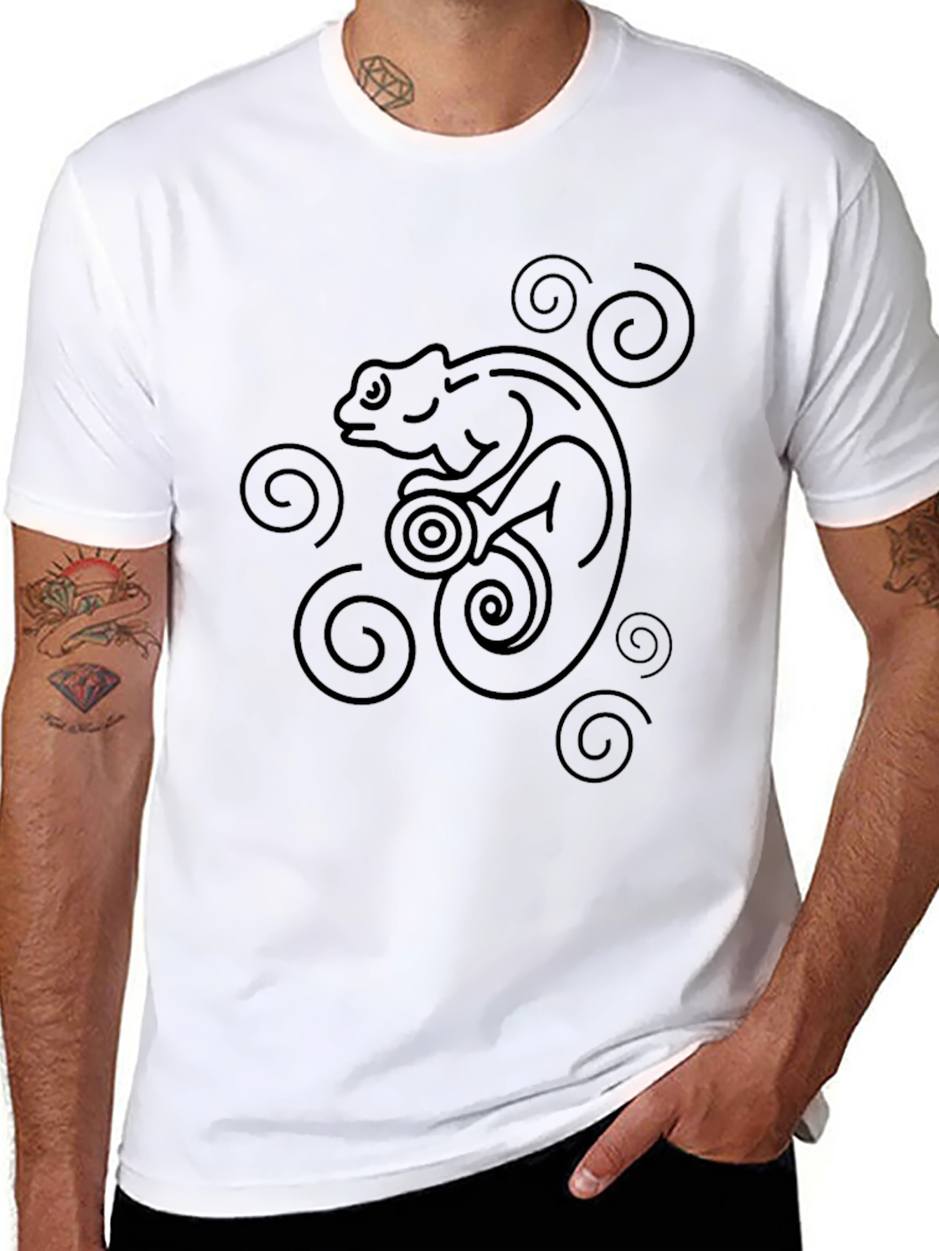 Chameleon Graphic Tee - Stylish Black T-Shirt