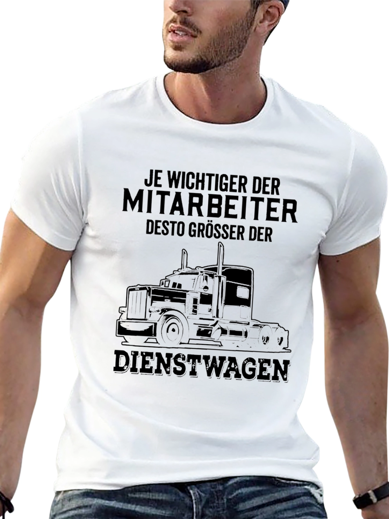 Trucker T-Shirt: Je Wichtiger der Mitarbeiter - Black Tee