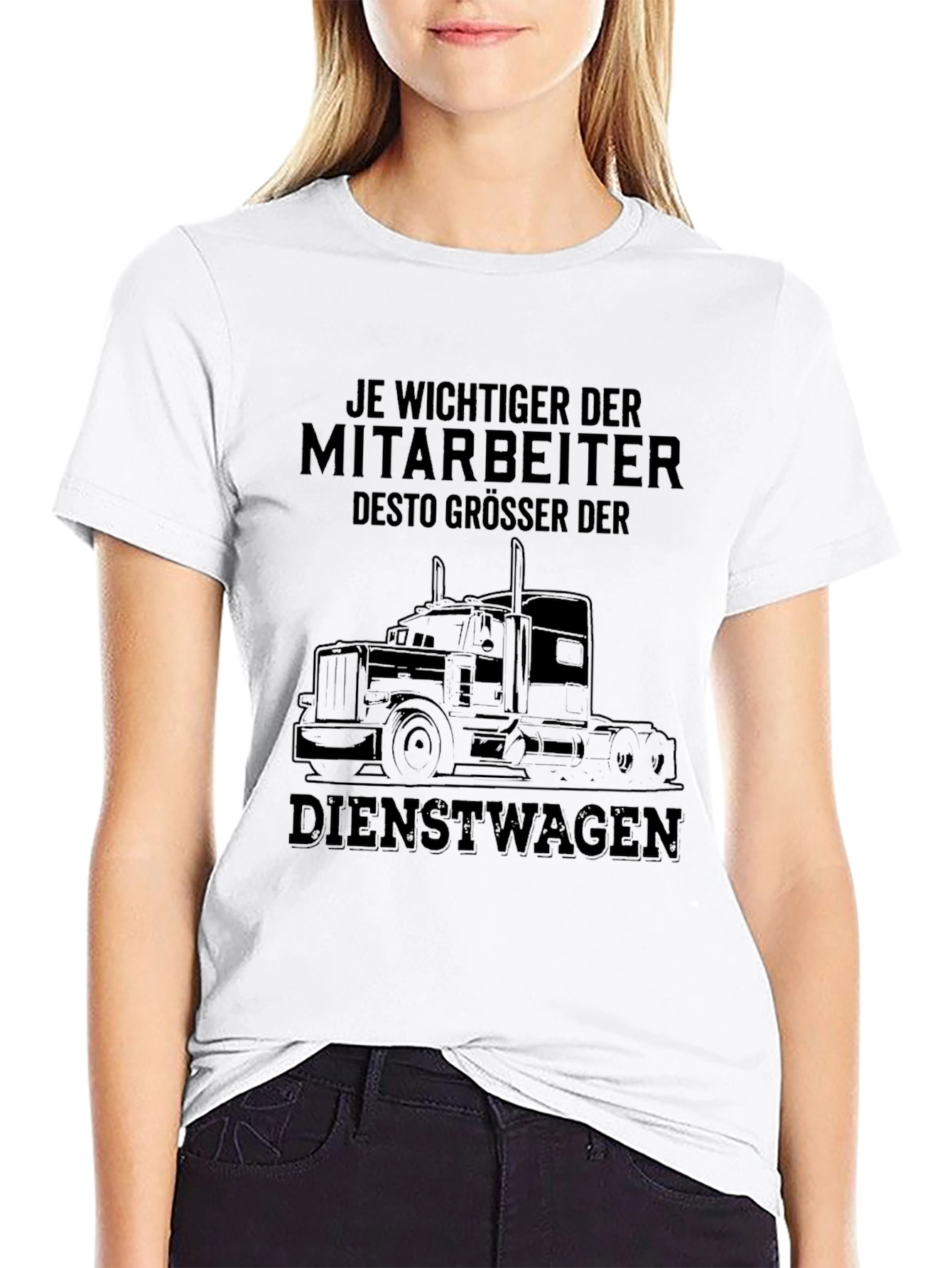 Trucker T-Shirt: Je Wichtiger der Mitarbeiter - Black Tee