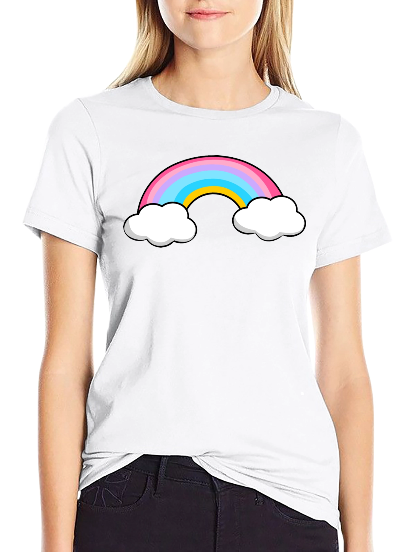 Rainbow Cloud Graphic Black T-Shirt
