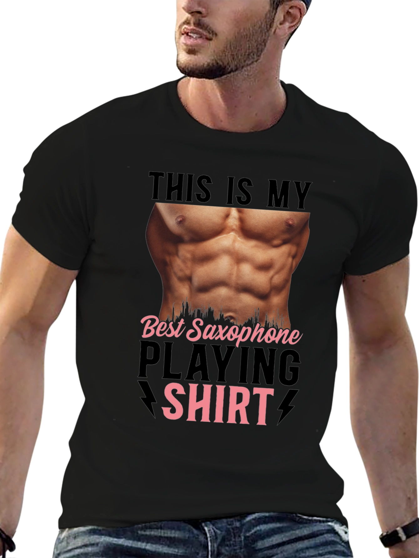 Funny Saxophone Player Shirt - Abs Print Tee
