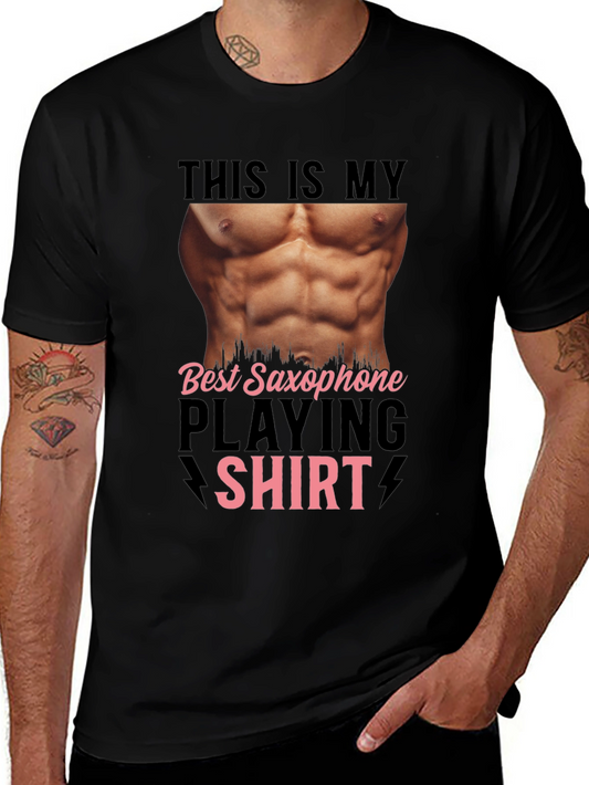 Funny Saxophone Player Shirt - Abs Print Tee