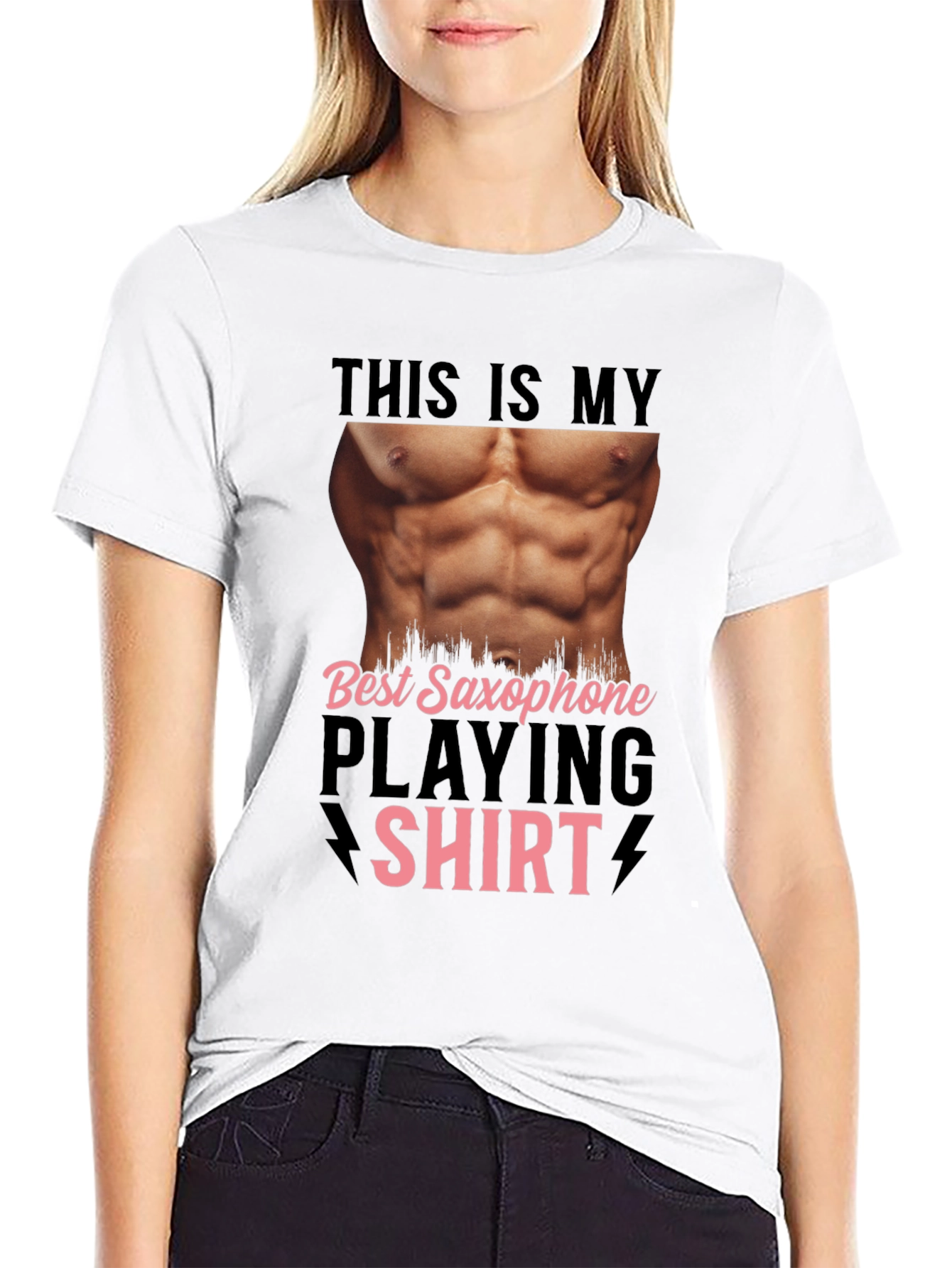 Funny Saxophone Player Shirt - Abs Print Tee