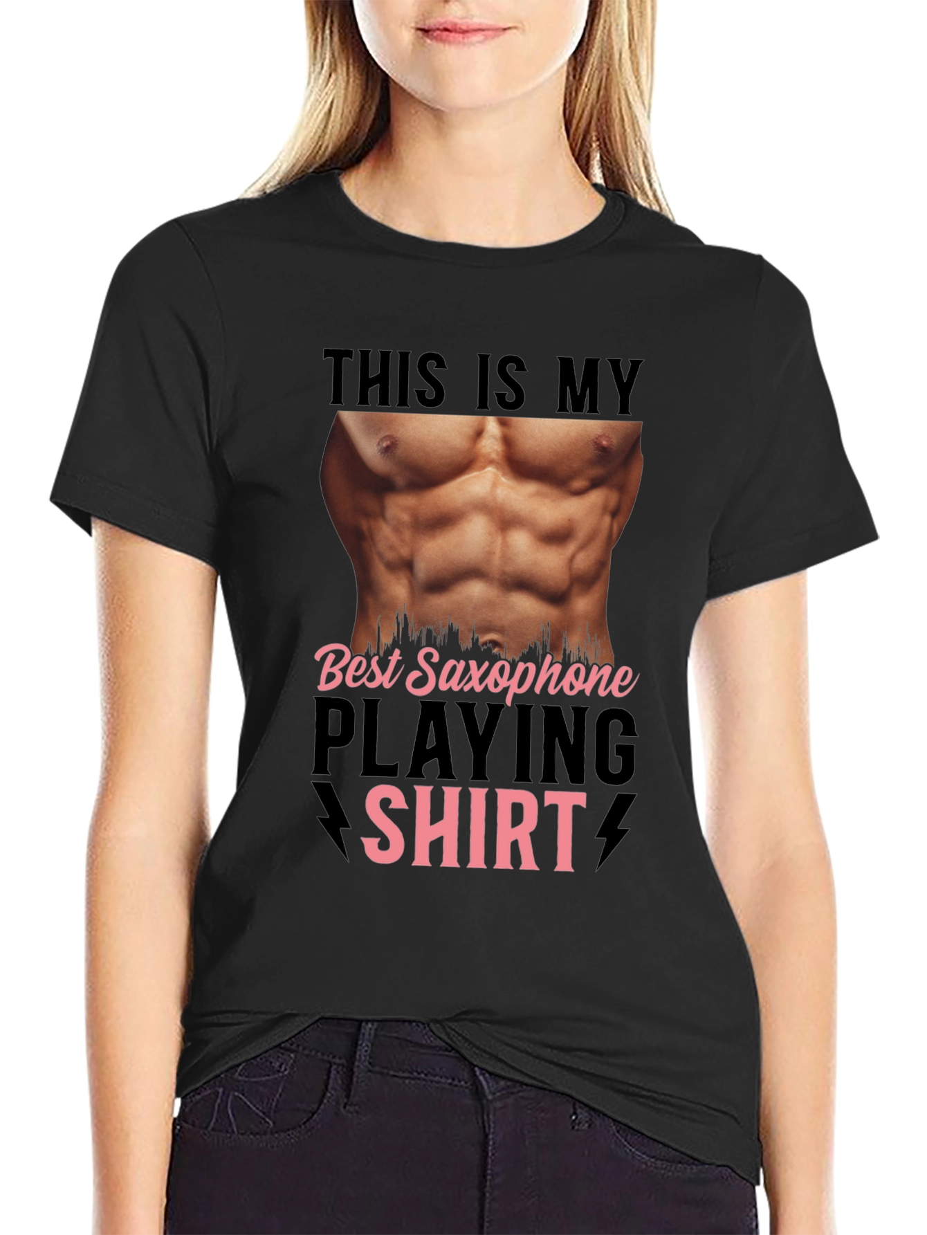 Funny Saxophone Player Shirt - Abs Print Tee