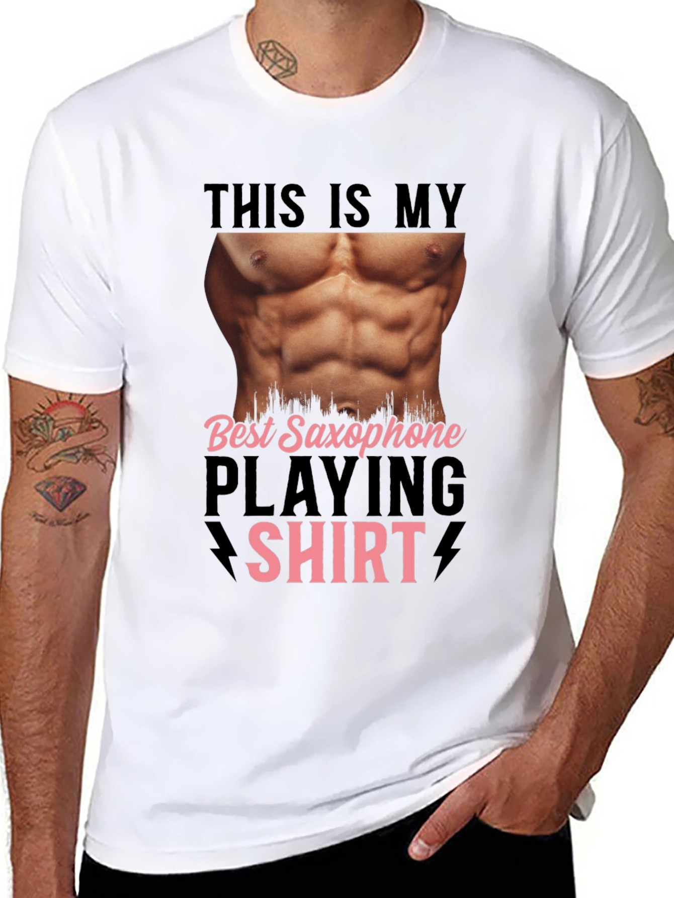 Funny Saxophone Player Shirt - Abs Print Tee