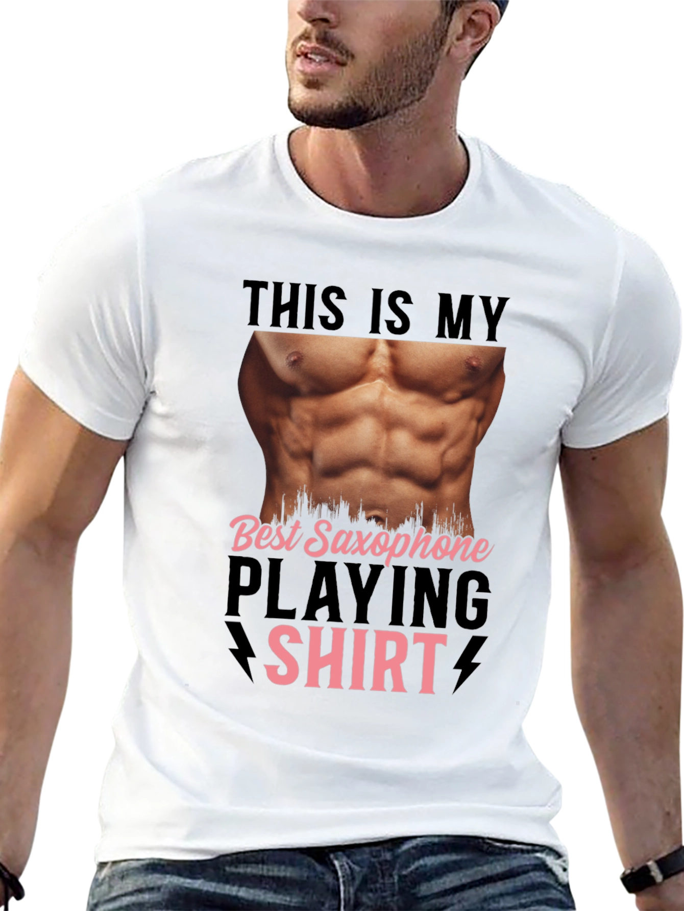 Funny Saxophone Player Shirt - Abs Print Tee