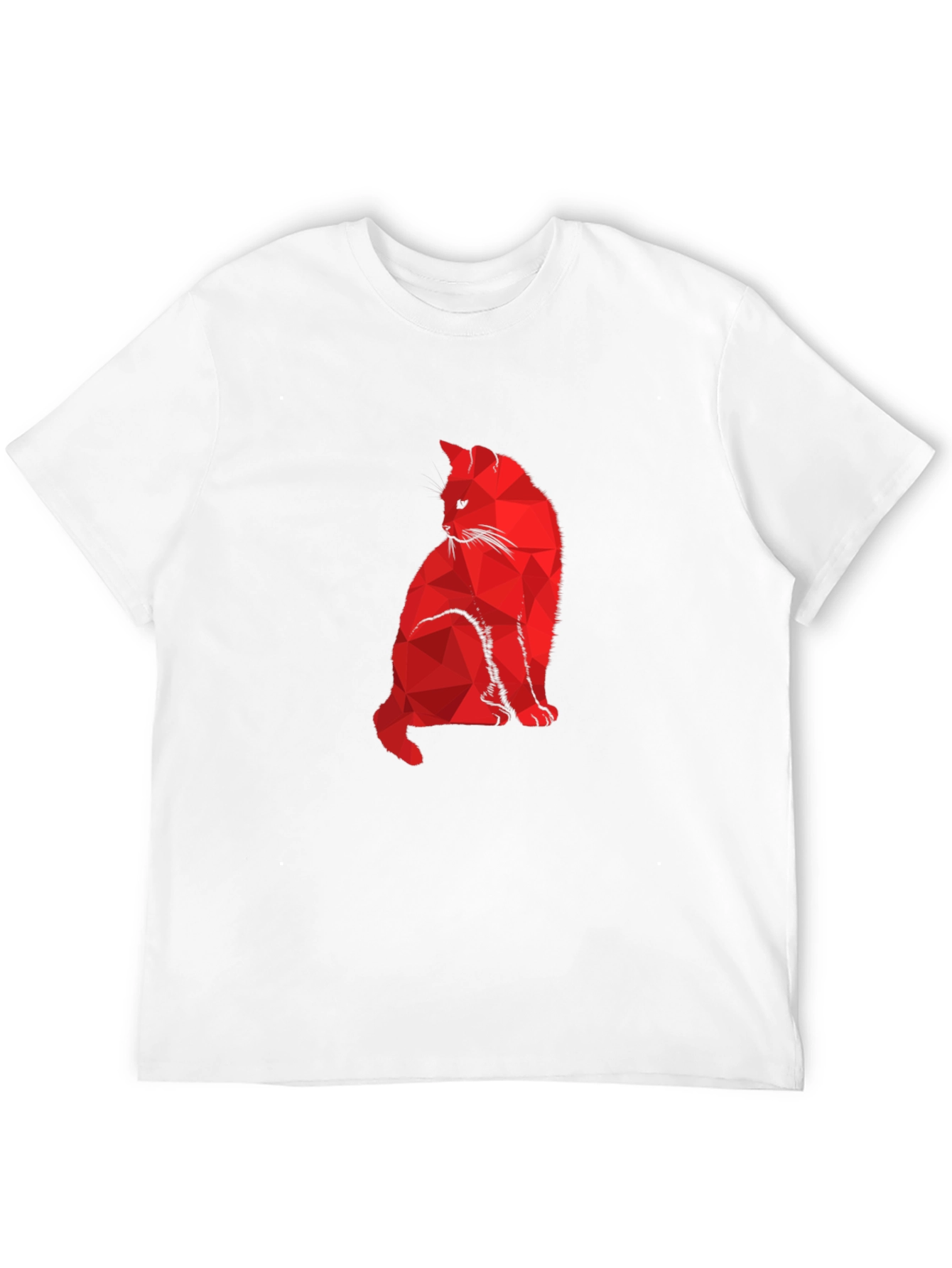 Geometric Red Cat Black T-Shirt