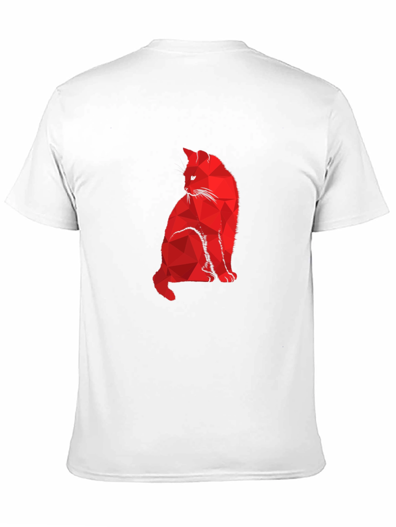 Geometric Red Cat Black T-Shirt