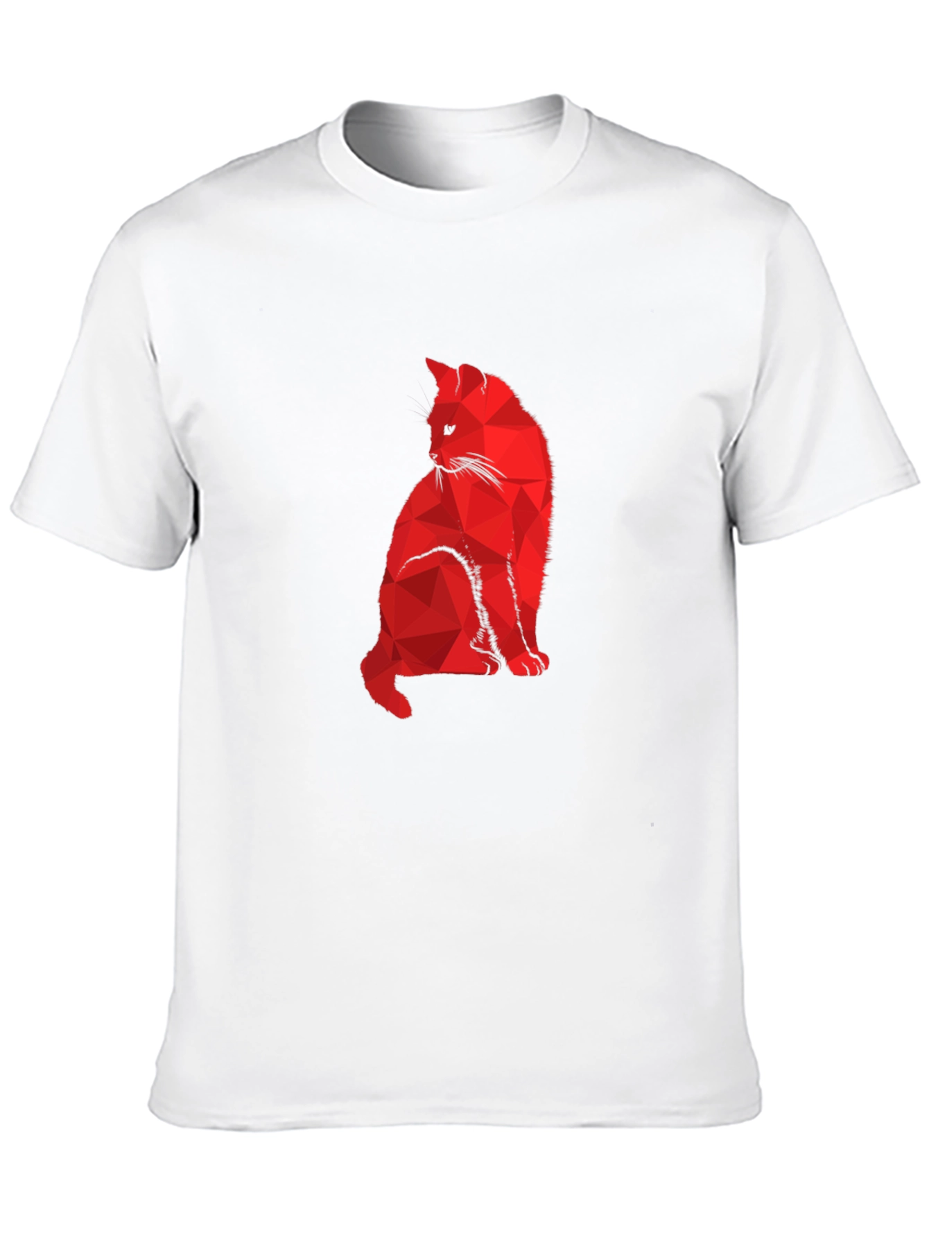 Geometric Red Cat Black T-Shirt