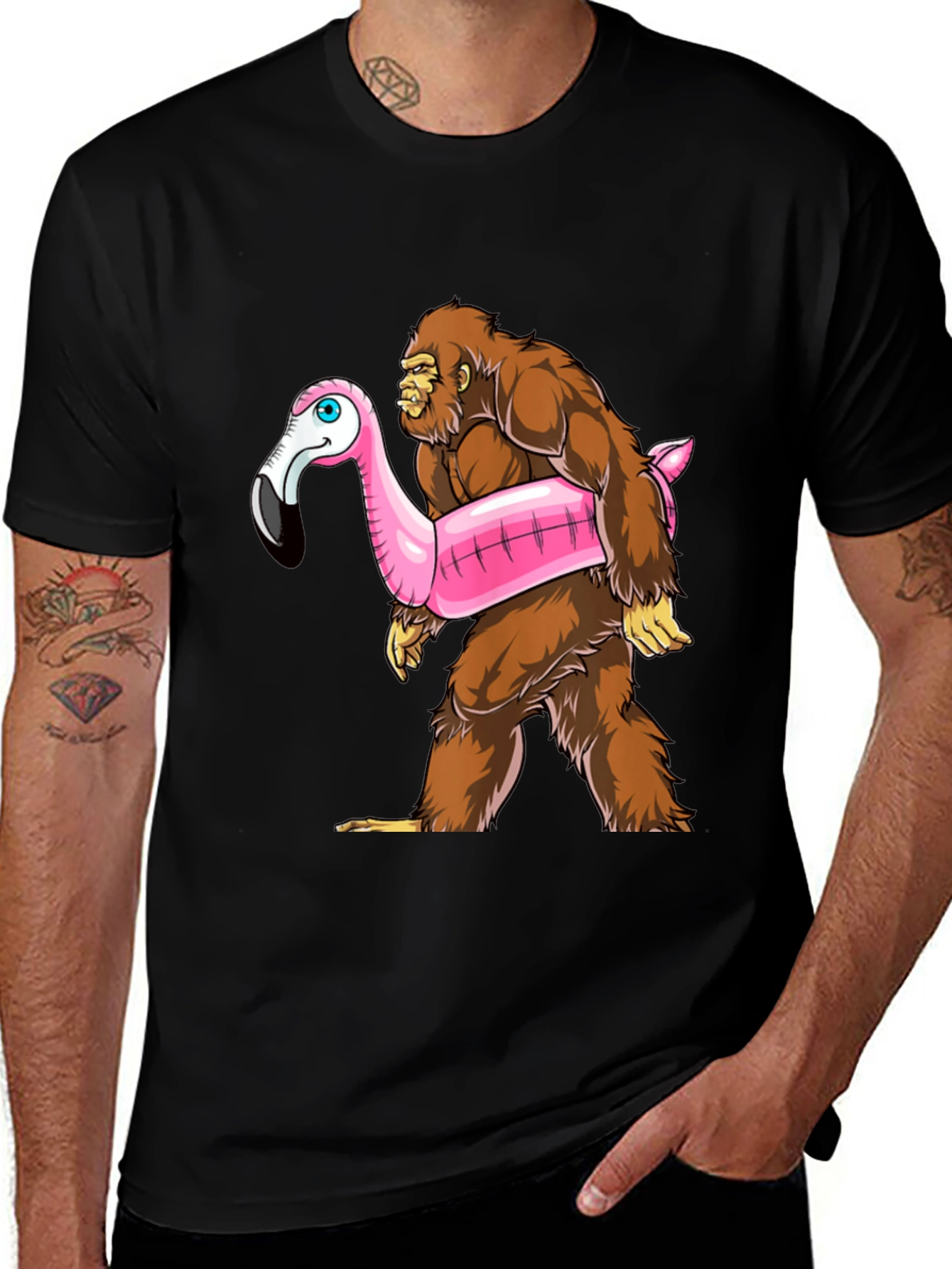 Bigfoot Flamingo Float T-Shirt