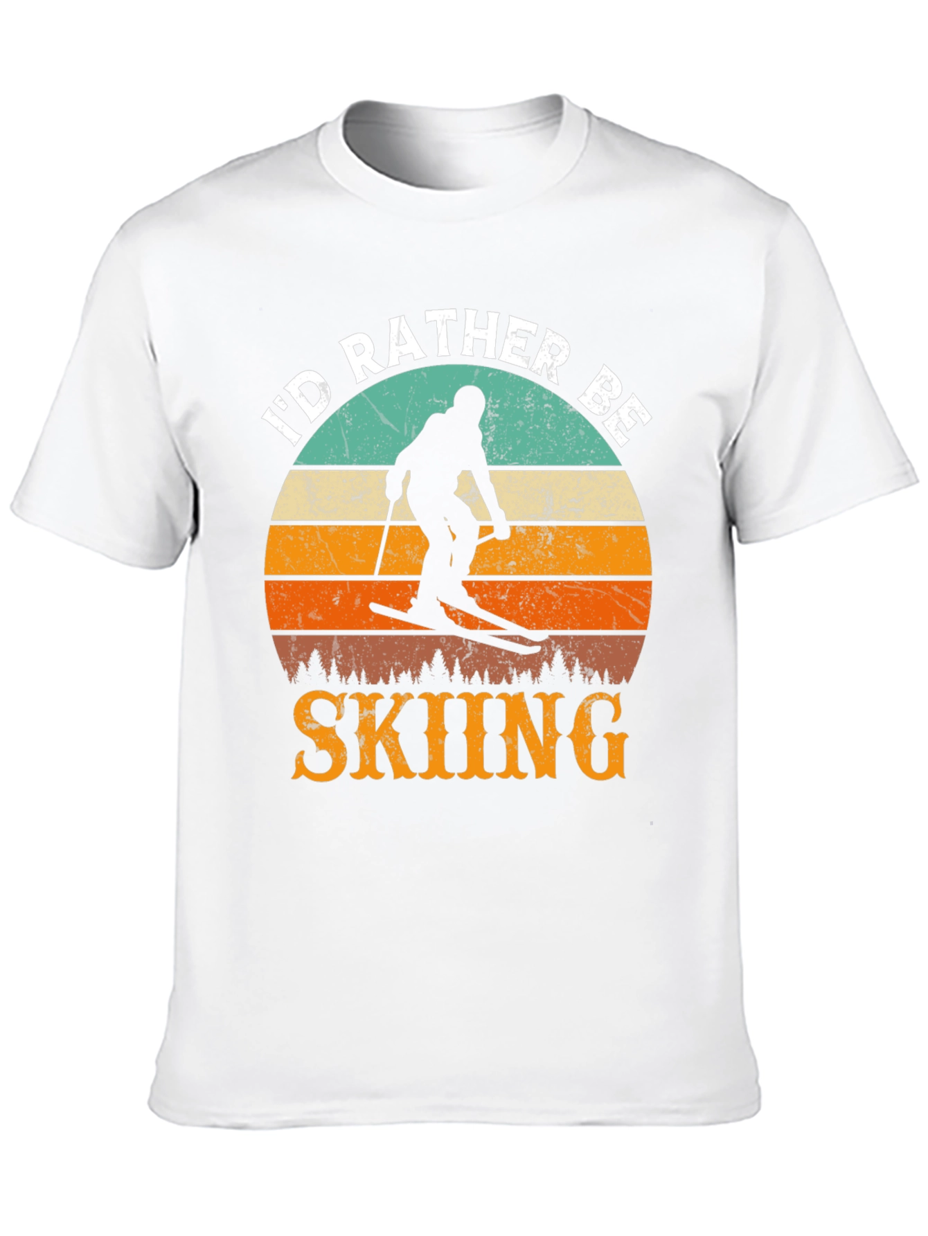 Id Rather Be Skiing Retro Sunset T-Shirt