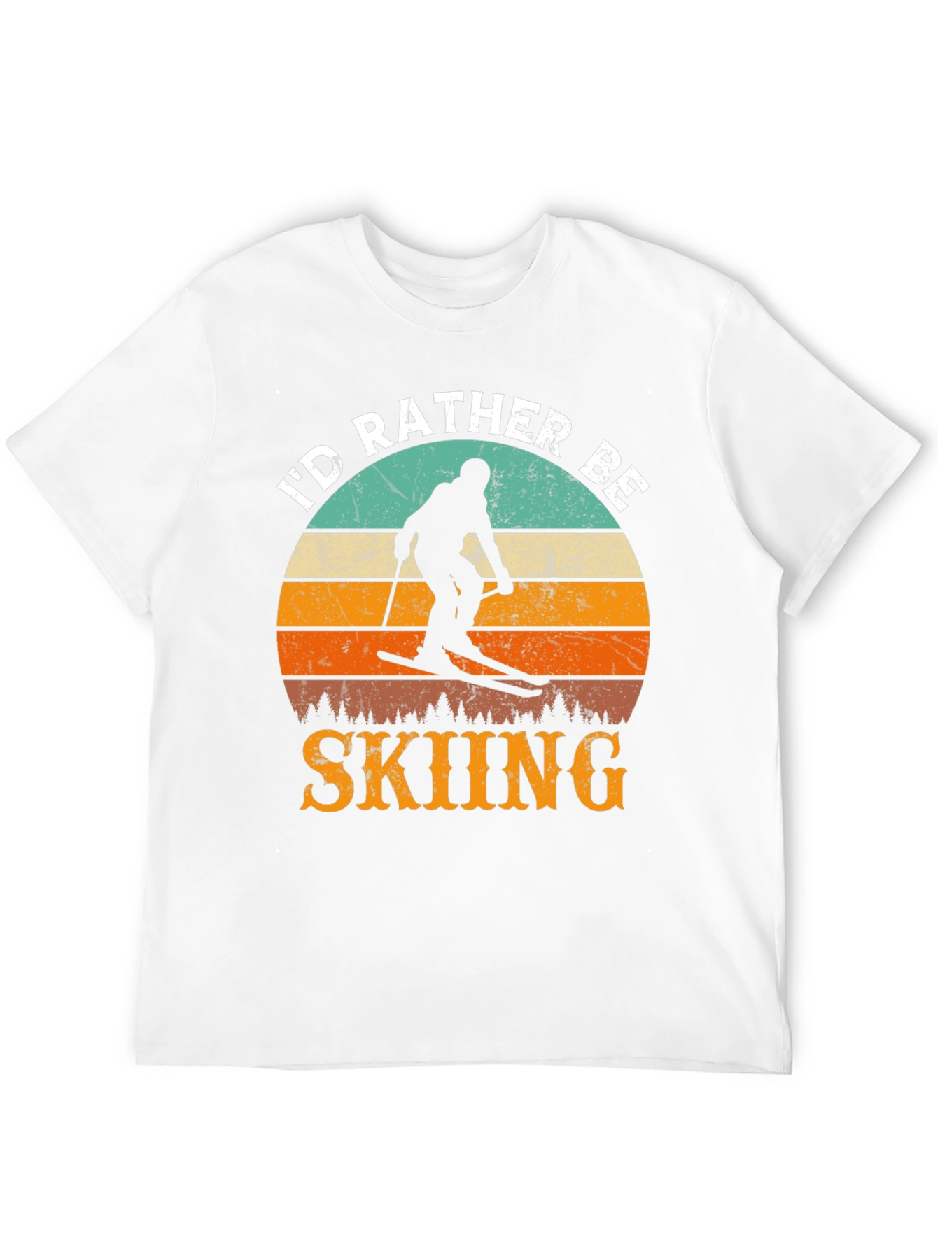 Id Rather Be Skiing Retro Sunset T-Shirt