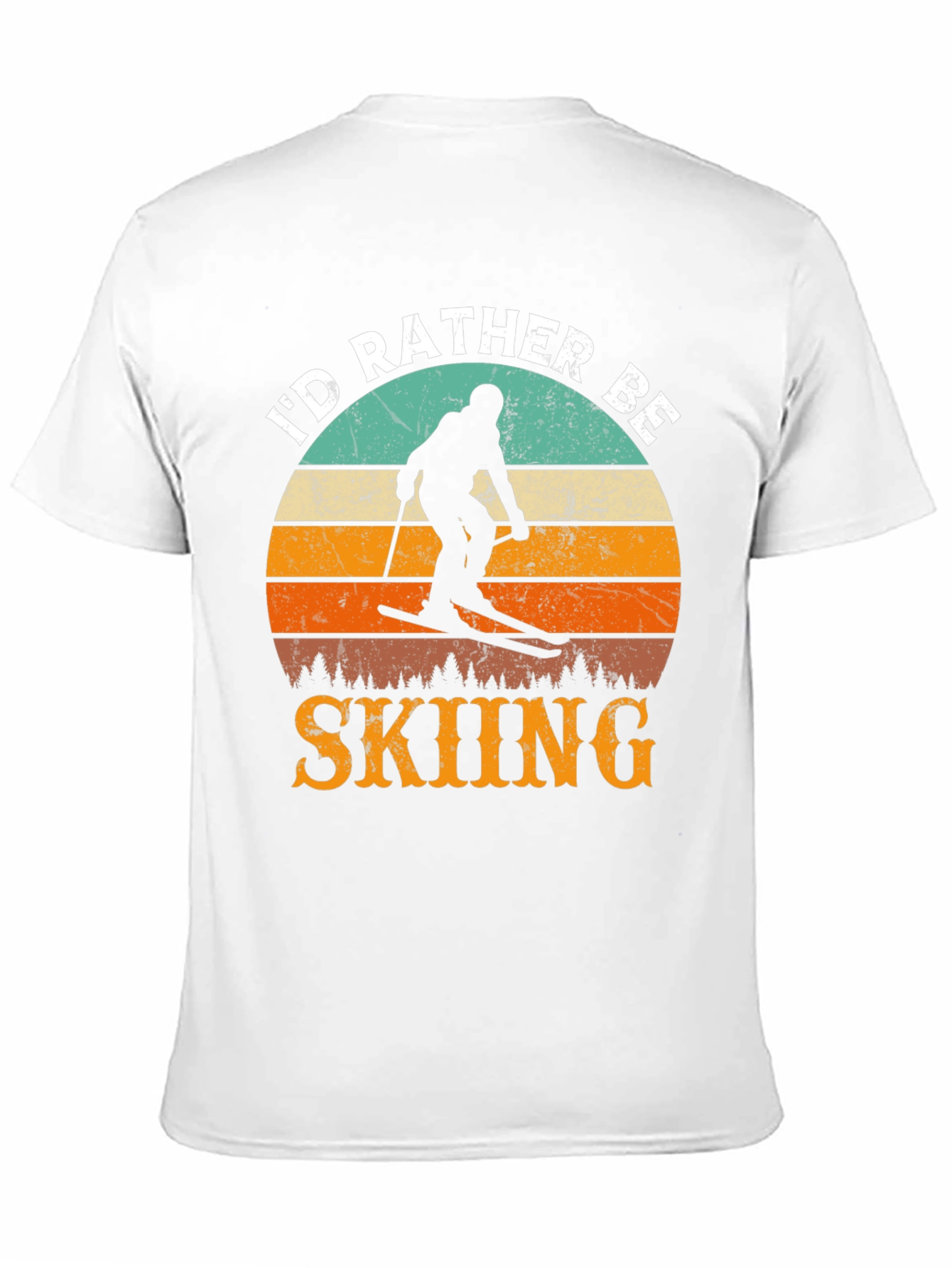 Id Rather Be Skiing Retro Sunset T-Shirt