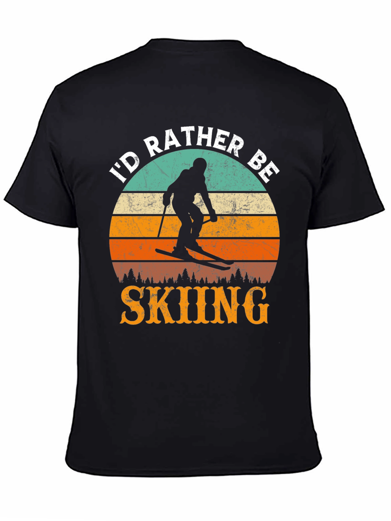 Id Rather Be Skiing Retro Sunset T-Shirt