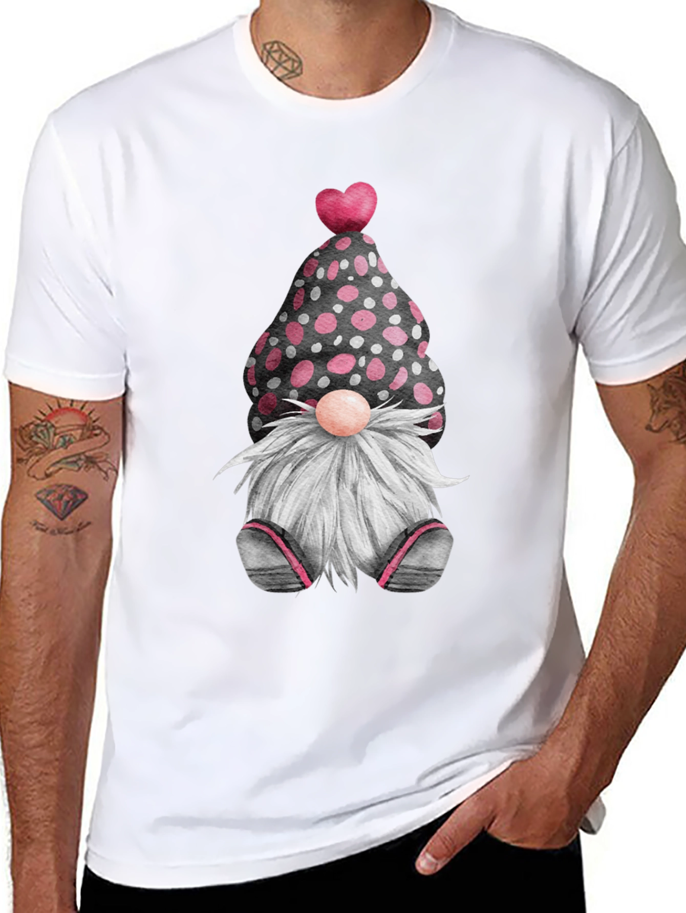 Cute Valentines Gnome T-Shirt - Black