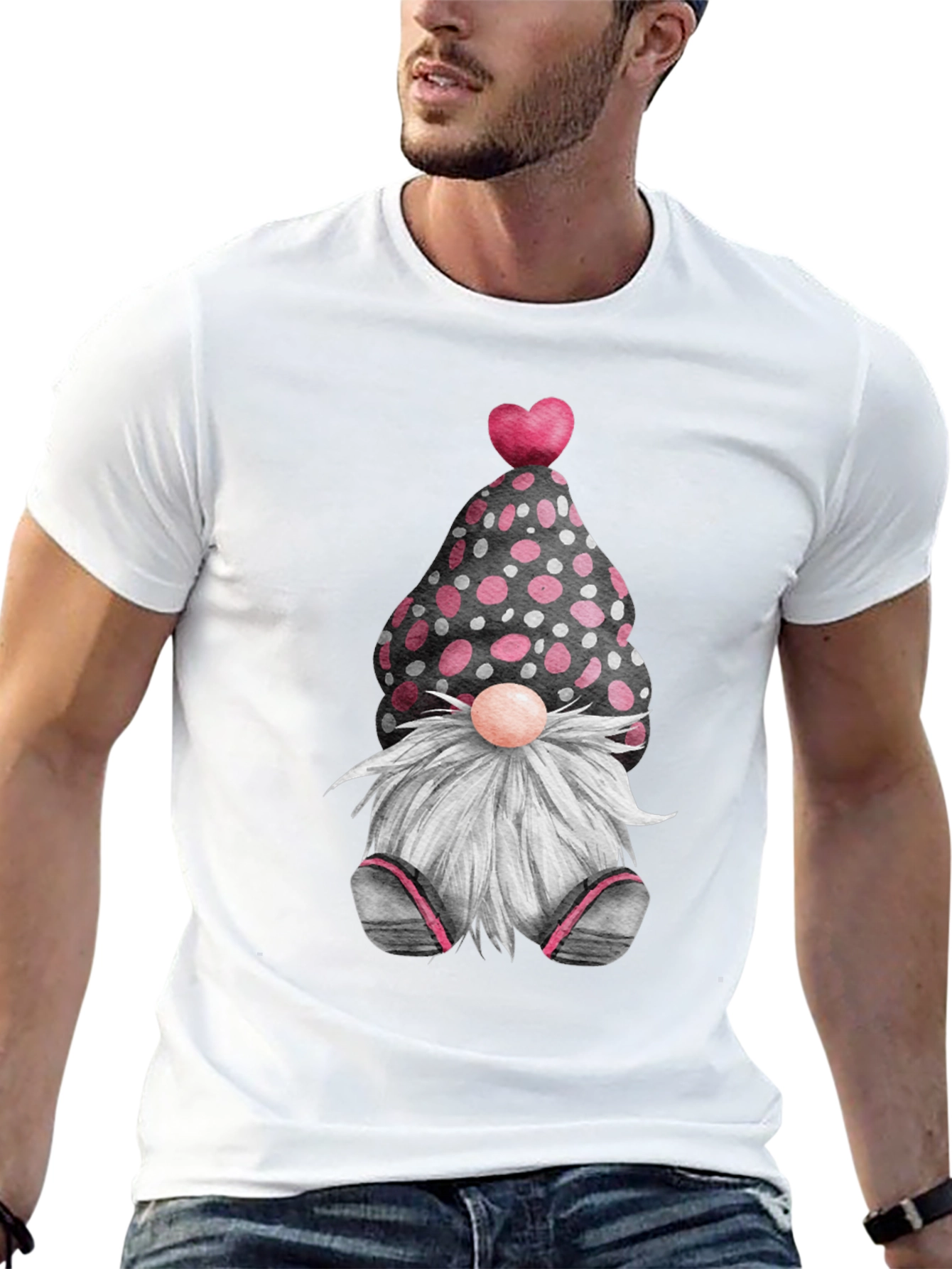 Cute Valentines Gnome T-Shirt - Black