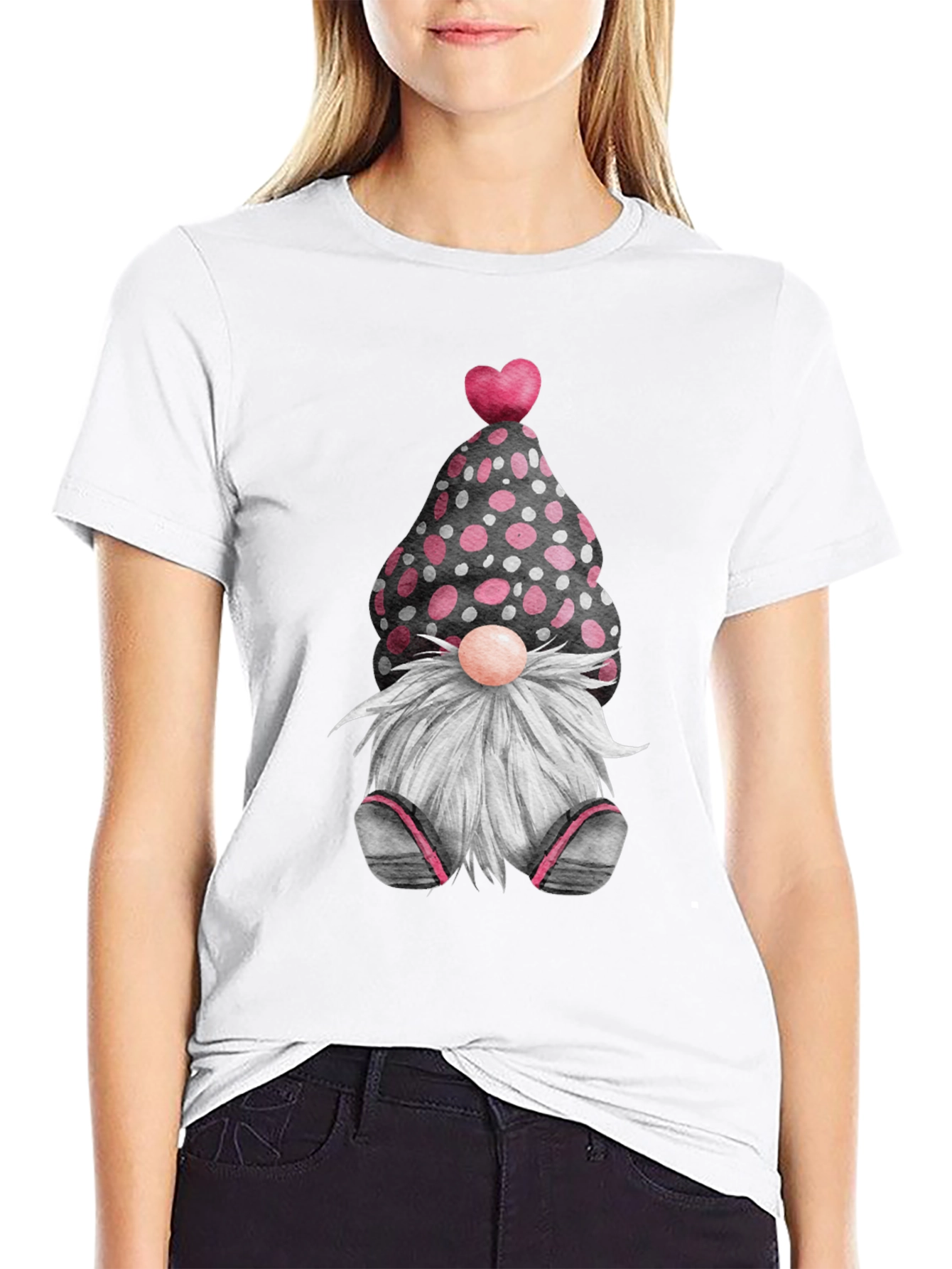 Cute Valentines Gnome T-Shirt - Black