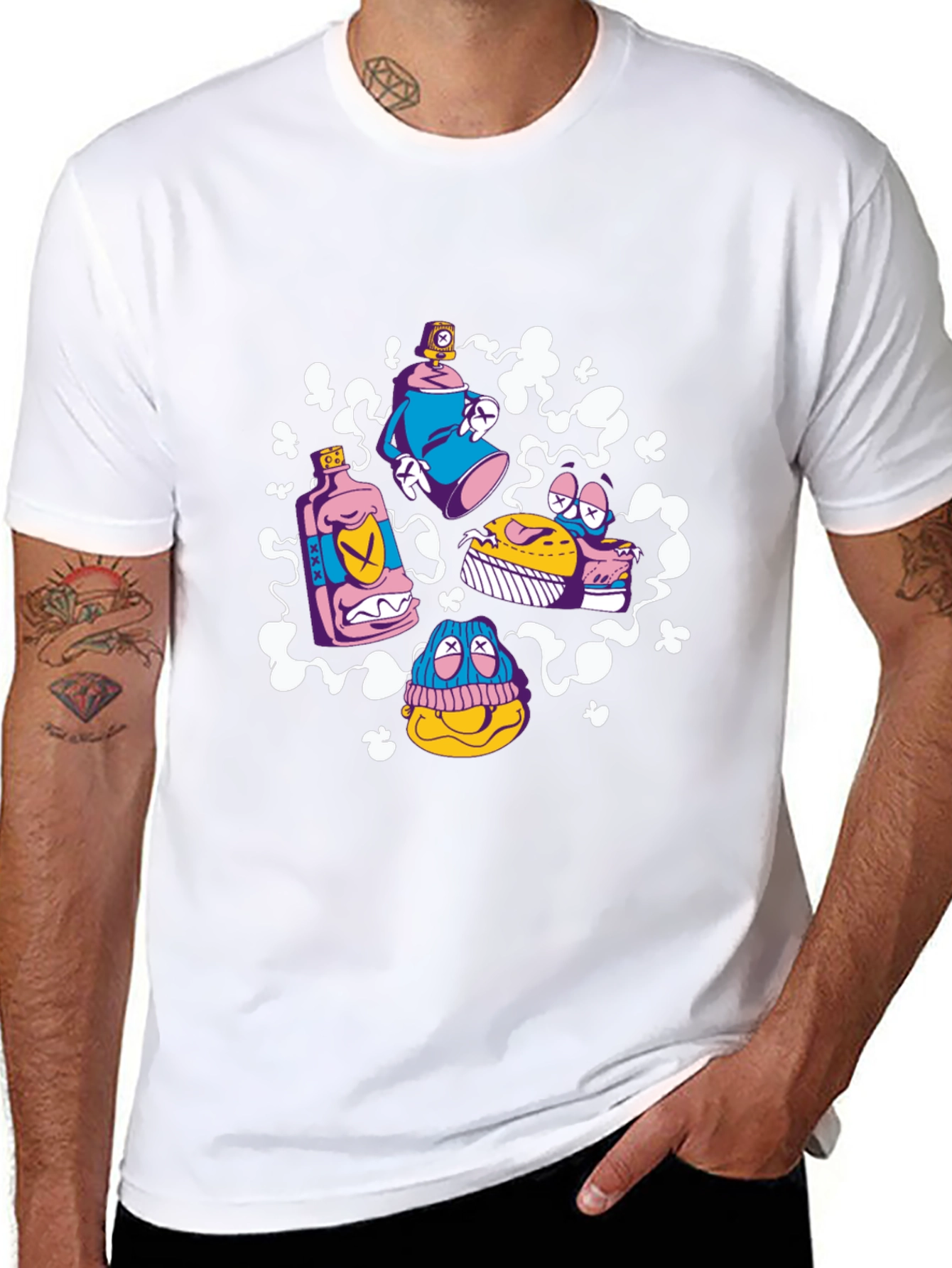 Cartoon Graffiti Black T-Shirt