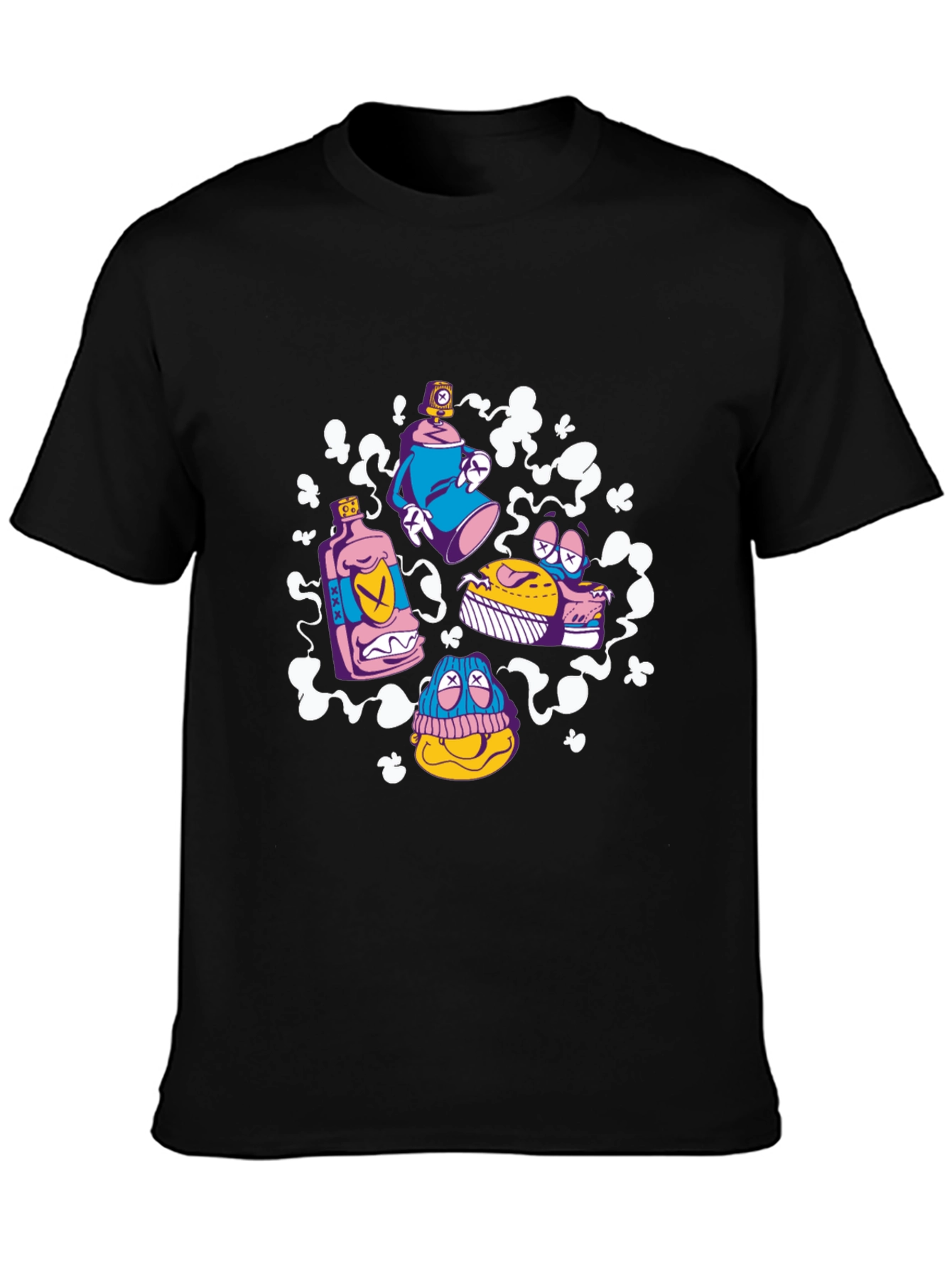 Cartoon Graffiti Black T-Shirt